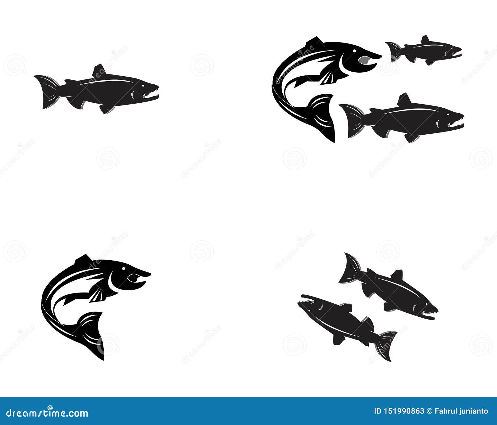 Fish Vector Silhouette Template Salmon Stock Vector - Illustration of ...