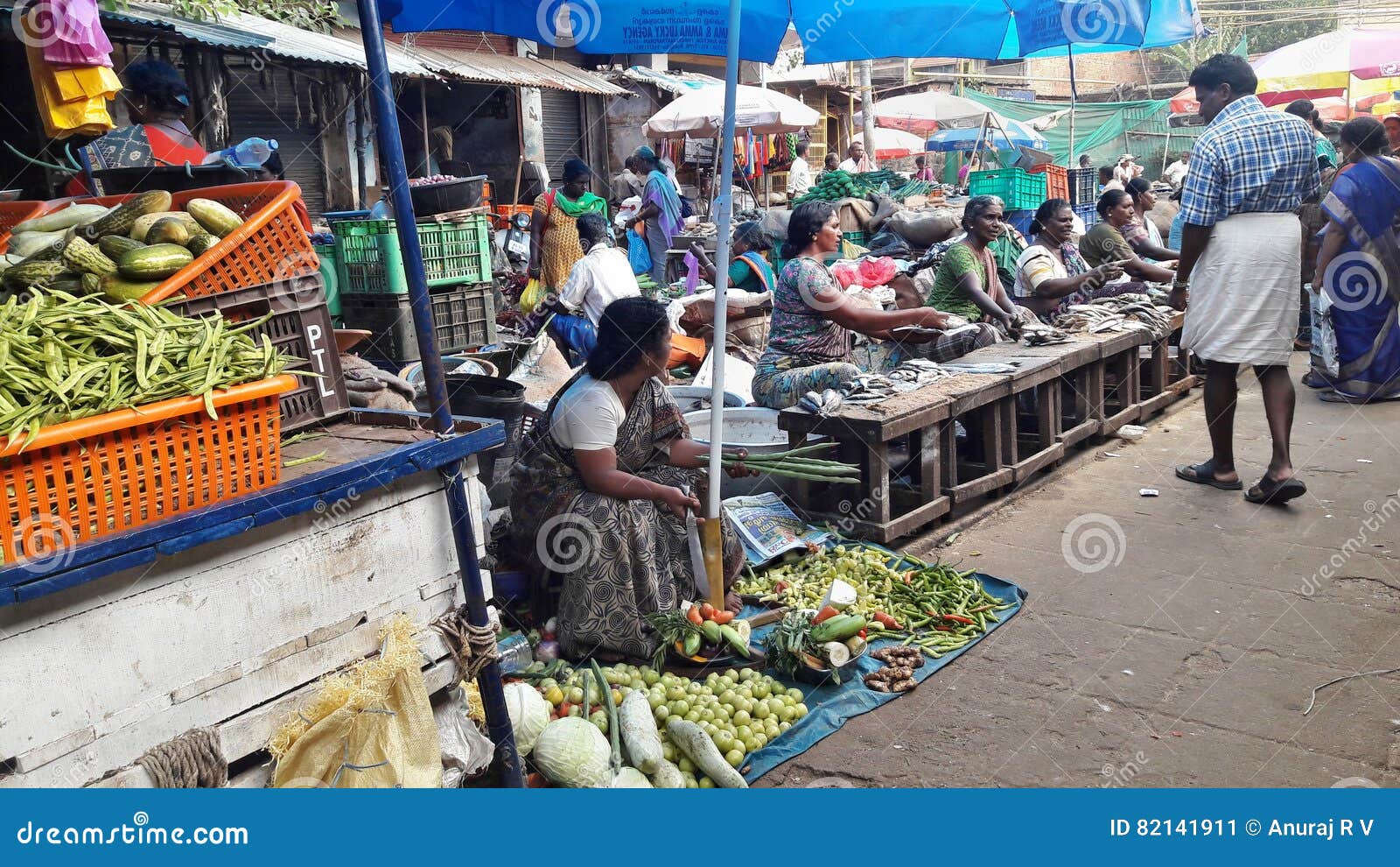 Fish and vegetable market editorial photo. Image of culture 82141911