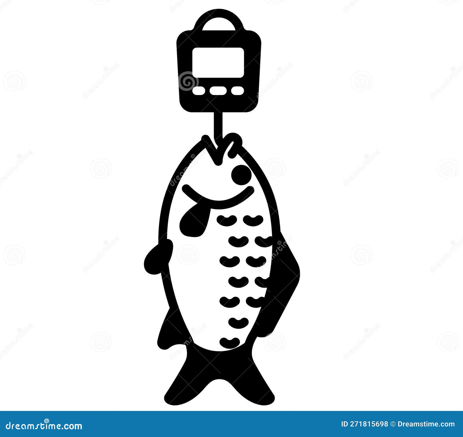 Illustration of Portable Fish Scale for Fish Weighting. Stock