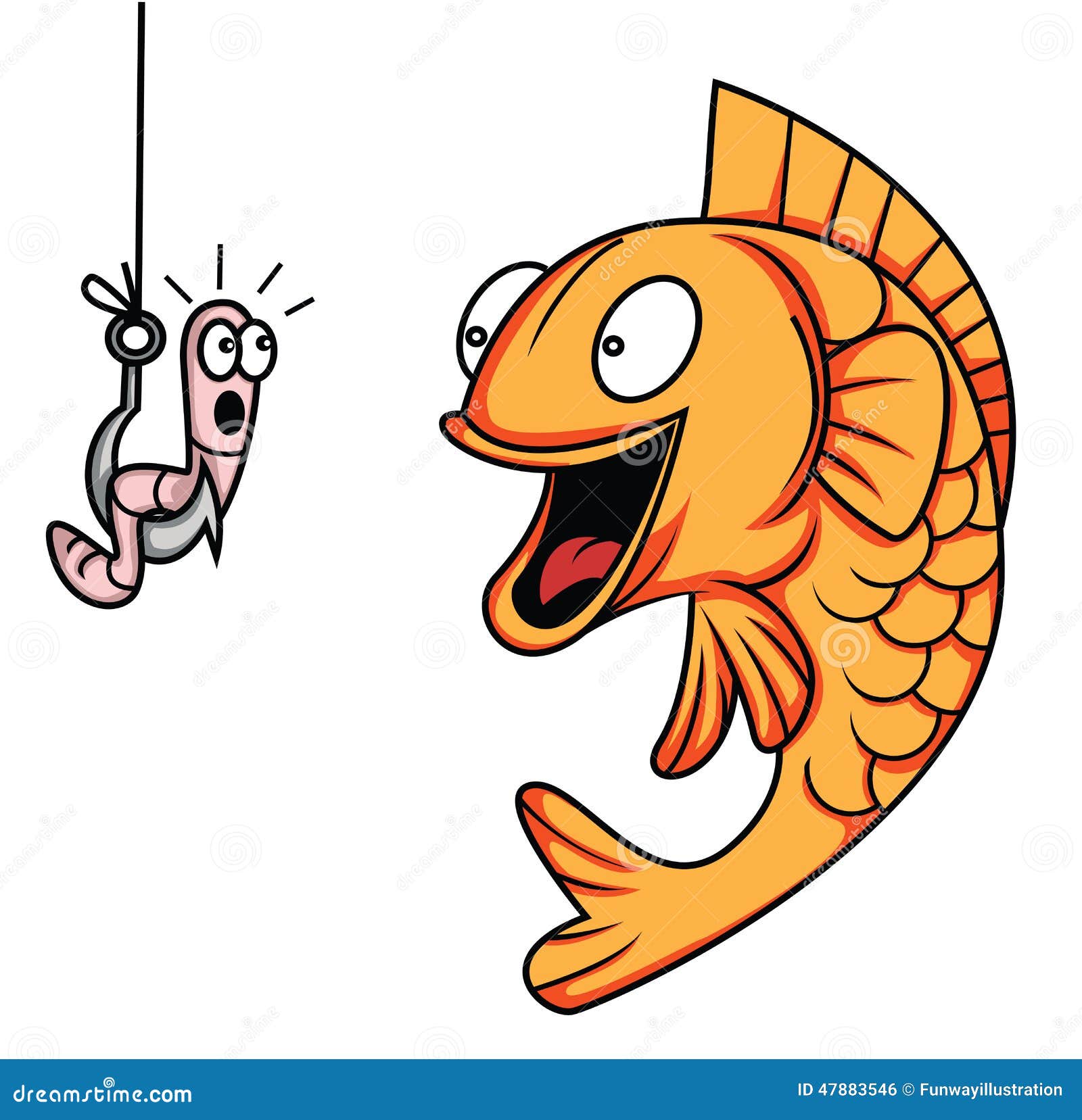 Fish worm stock vector. Illustration of cartoon, hungry - 47883546