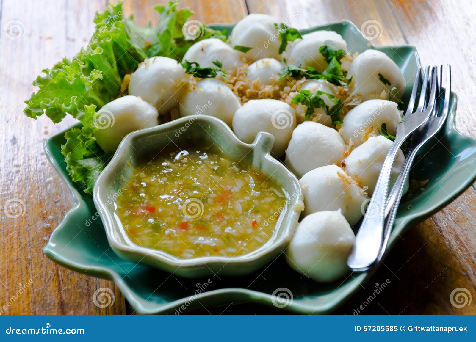 Fishballs with Dipping Sauce Stock Image Image of rice, fried 57205585