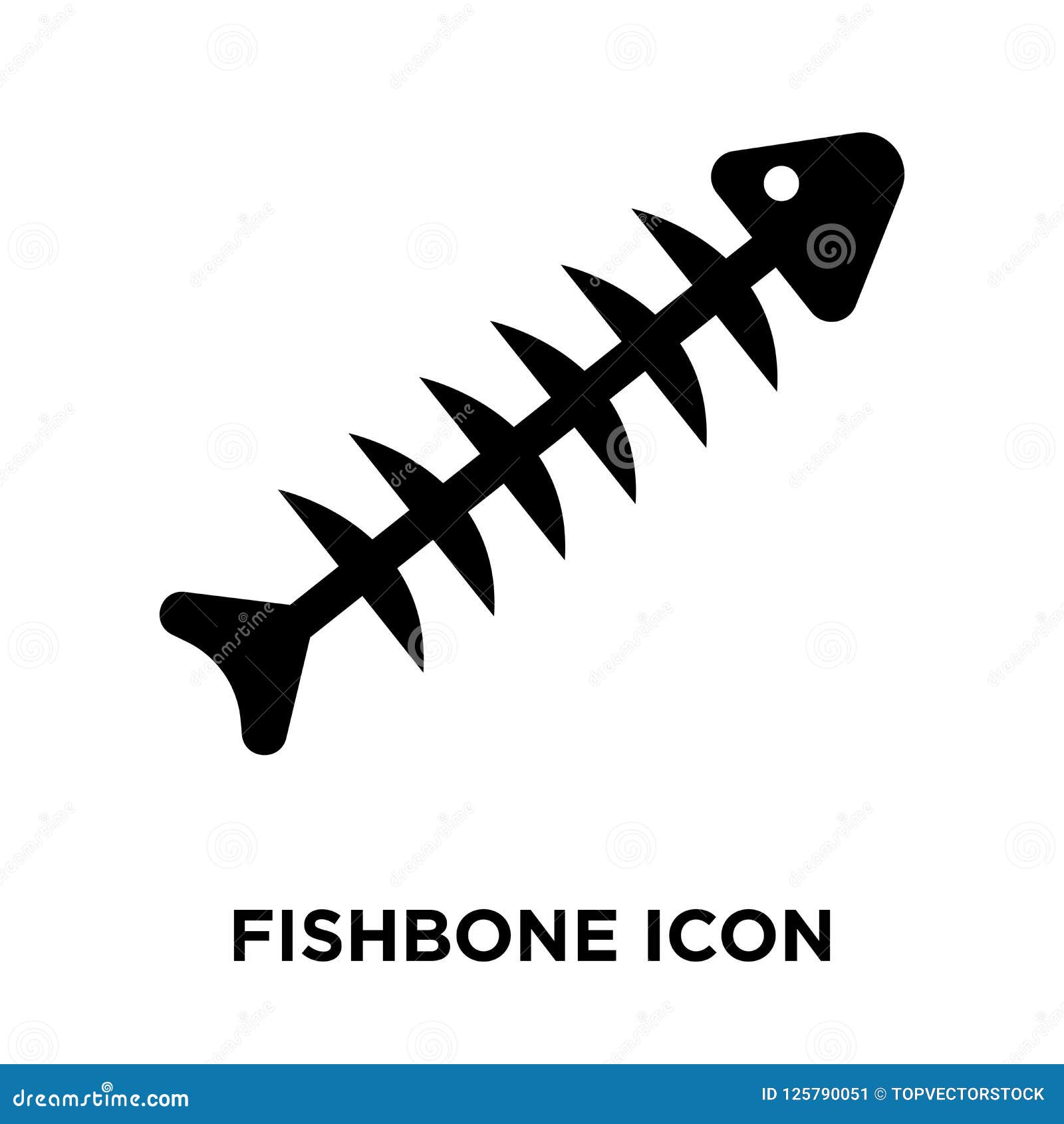 Fishbone Icon Vector Isolated on White Background, Logo Concept Stock Vector Illustration of