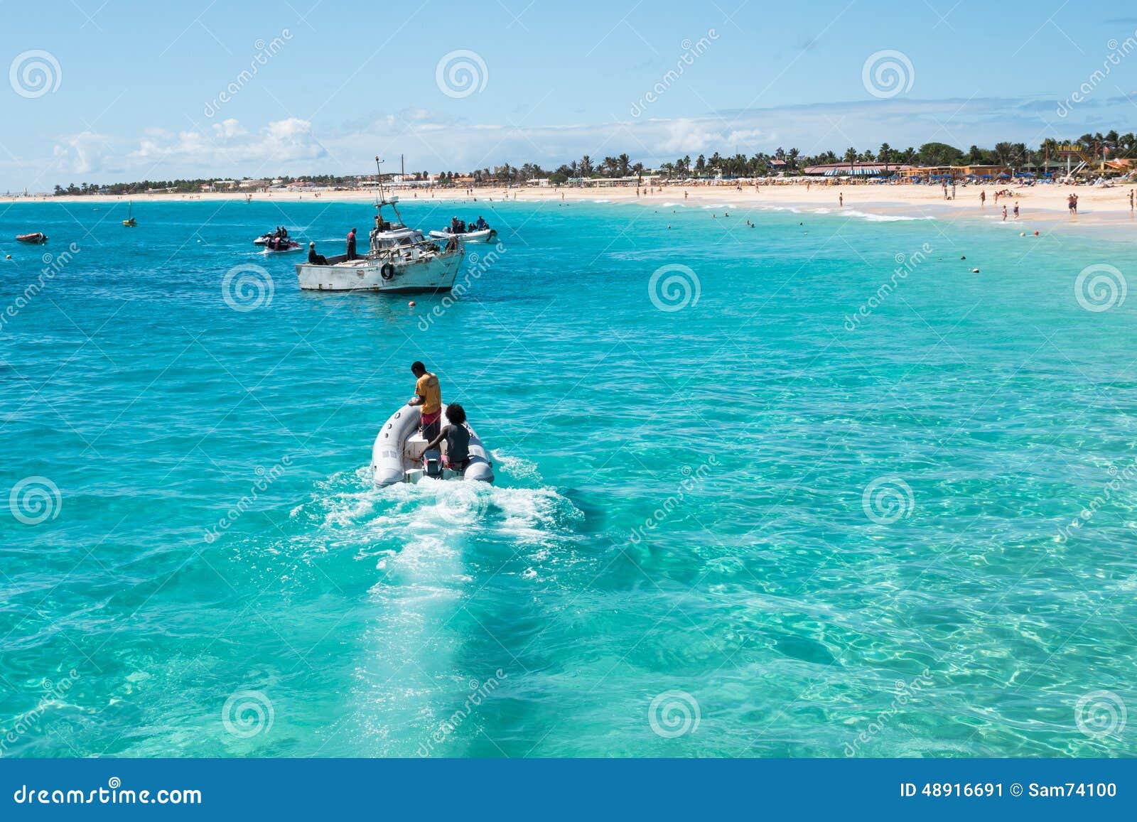 Fisher Boats Santa Maria Beach In Sal Cape Verde - Cabo Verde Stock Image -  Image of cabo, cape: 48916691