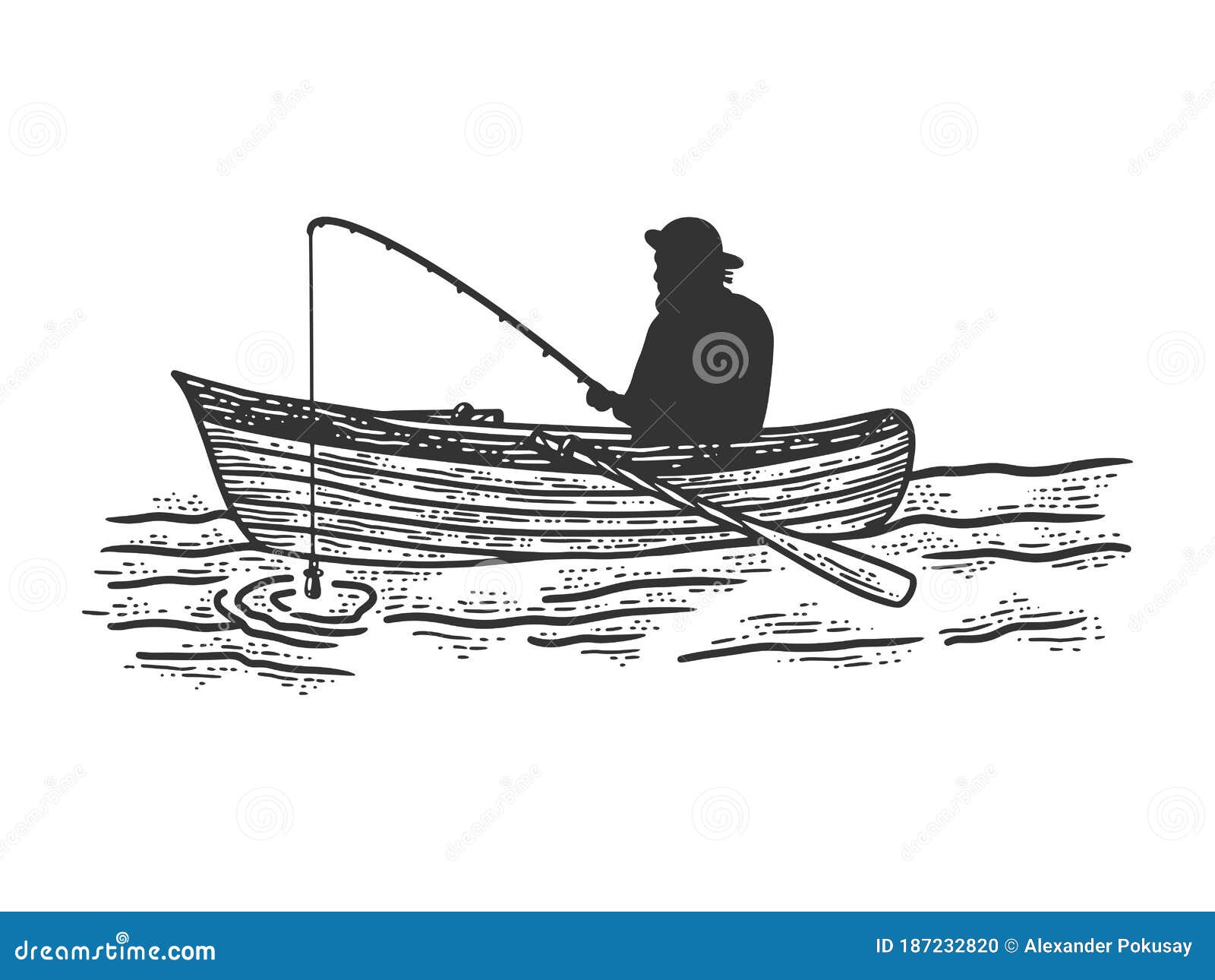 Premium Vector  Fishing fisherman catch fish isolated doodle hand drawn  sketch with outline style