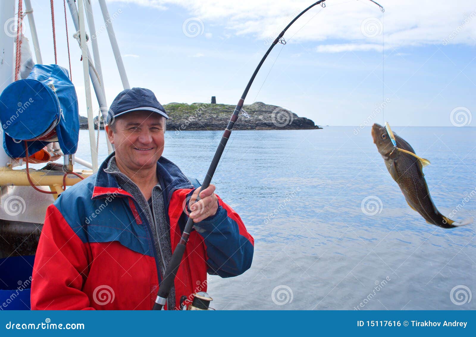The Fisherman on the Boat in Norwegian Fjord Stock Photo Image of leisure, relaxation 15117616