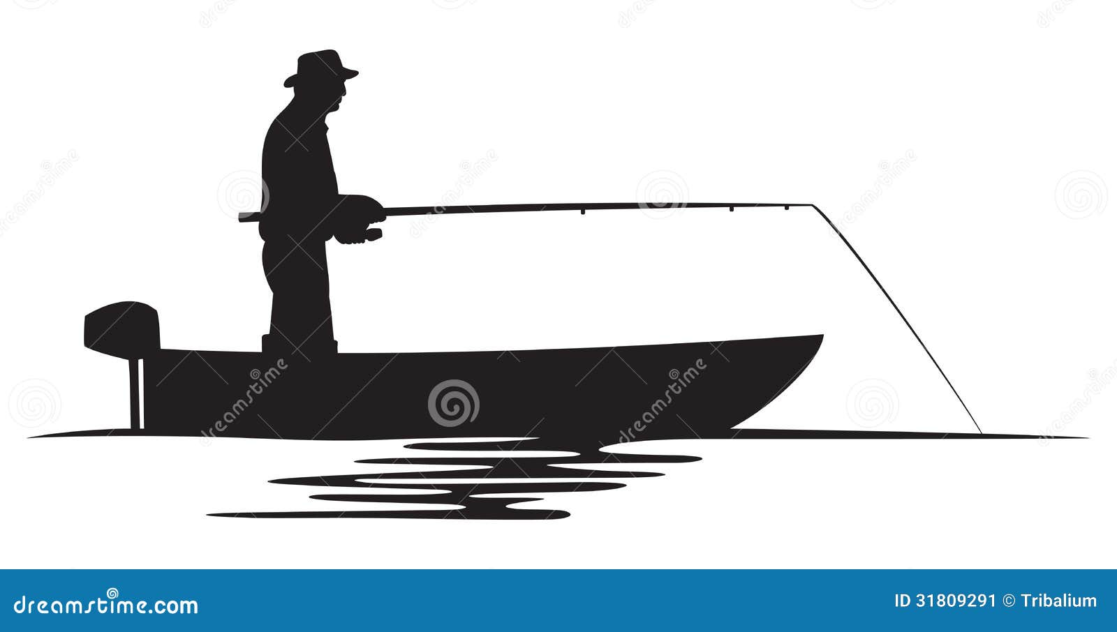 Download Fisherman In A Boat Silhouette Stock Image - Image: 31809291