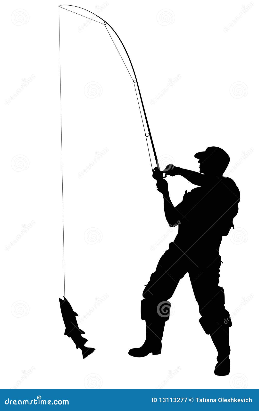 Download Fisherman with a fish stock illustration. Illustration of ...