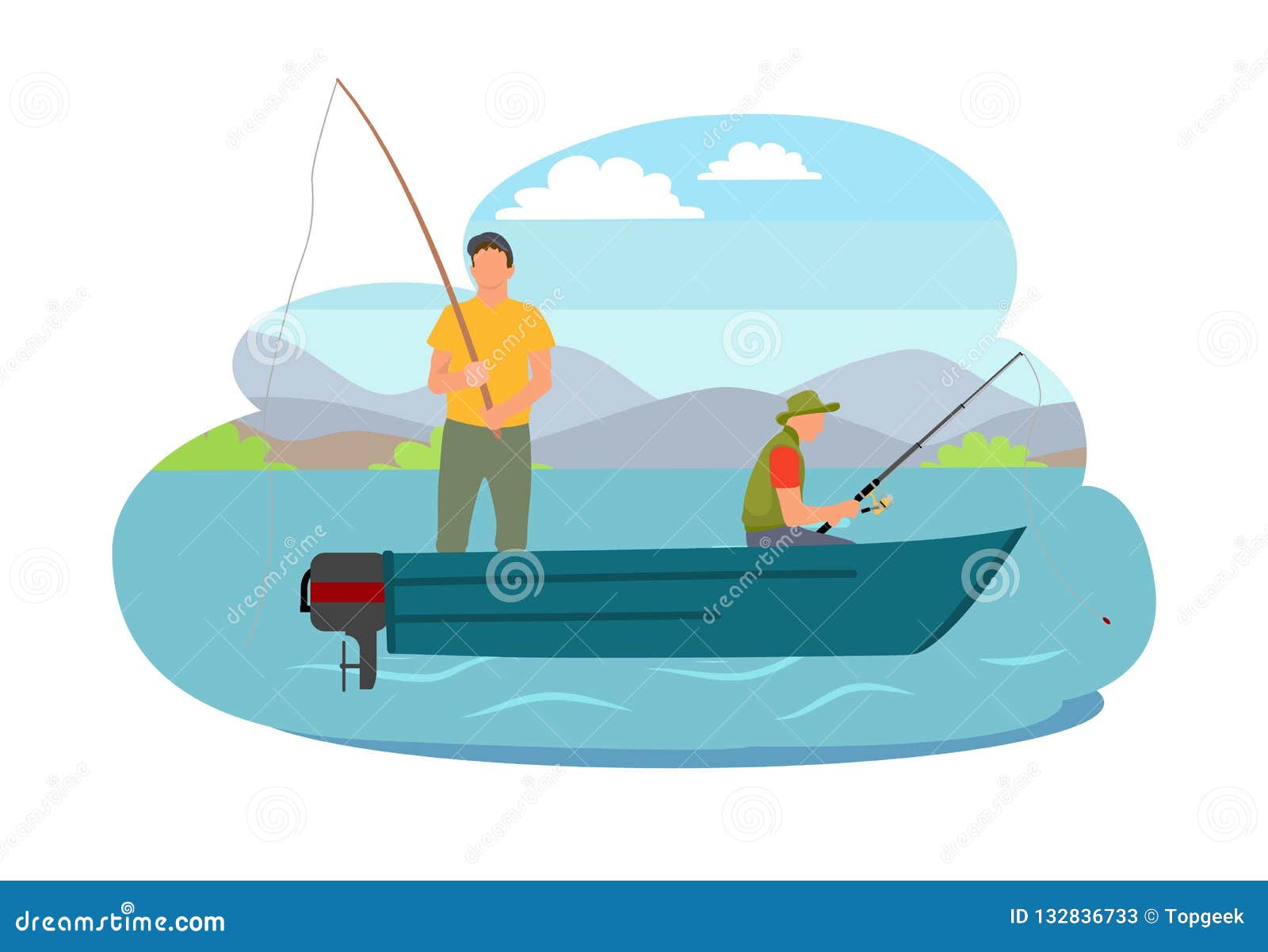 Download Fisherman Fishing From Boat Vector Illustration Stock ...
