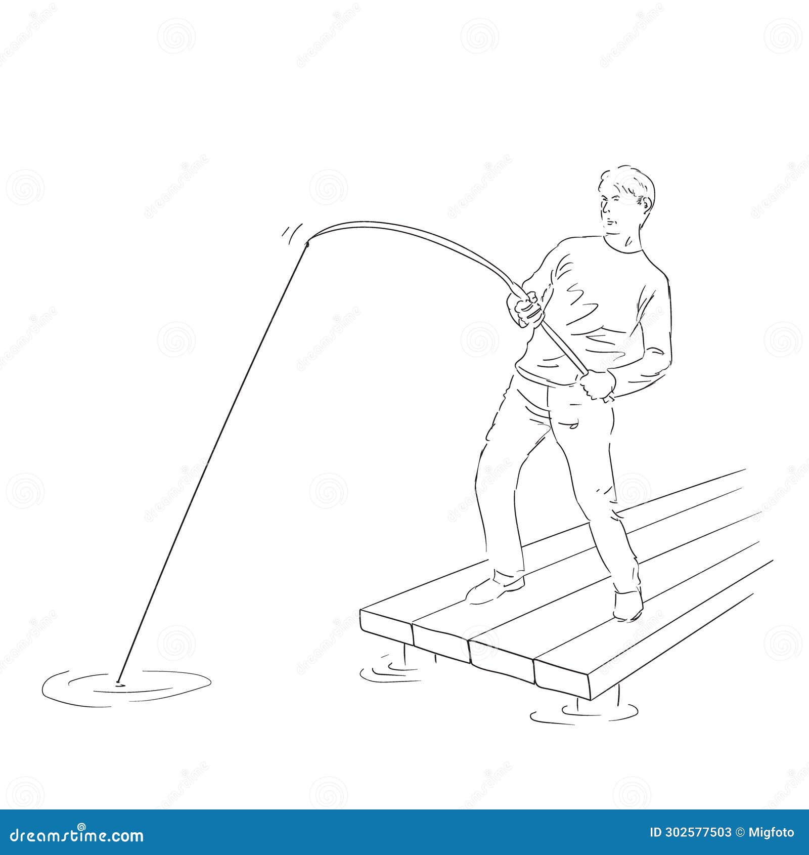 Fisherman with a Fishing Rod Stock Vector - Illustration of sport, graphic:  302577503