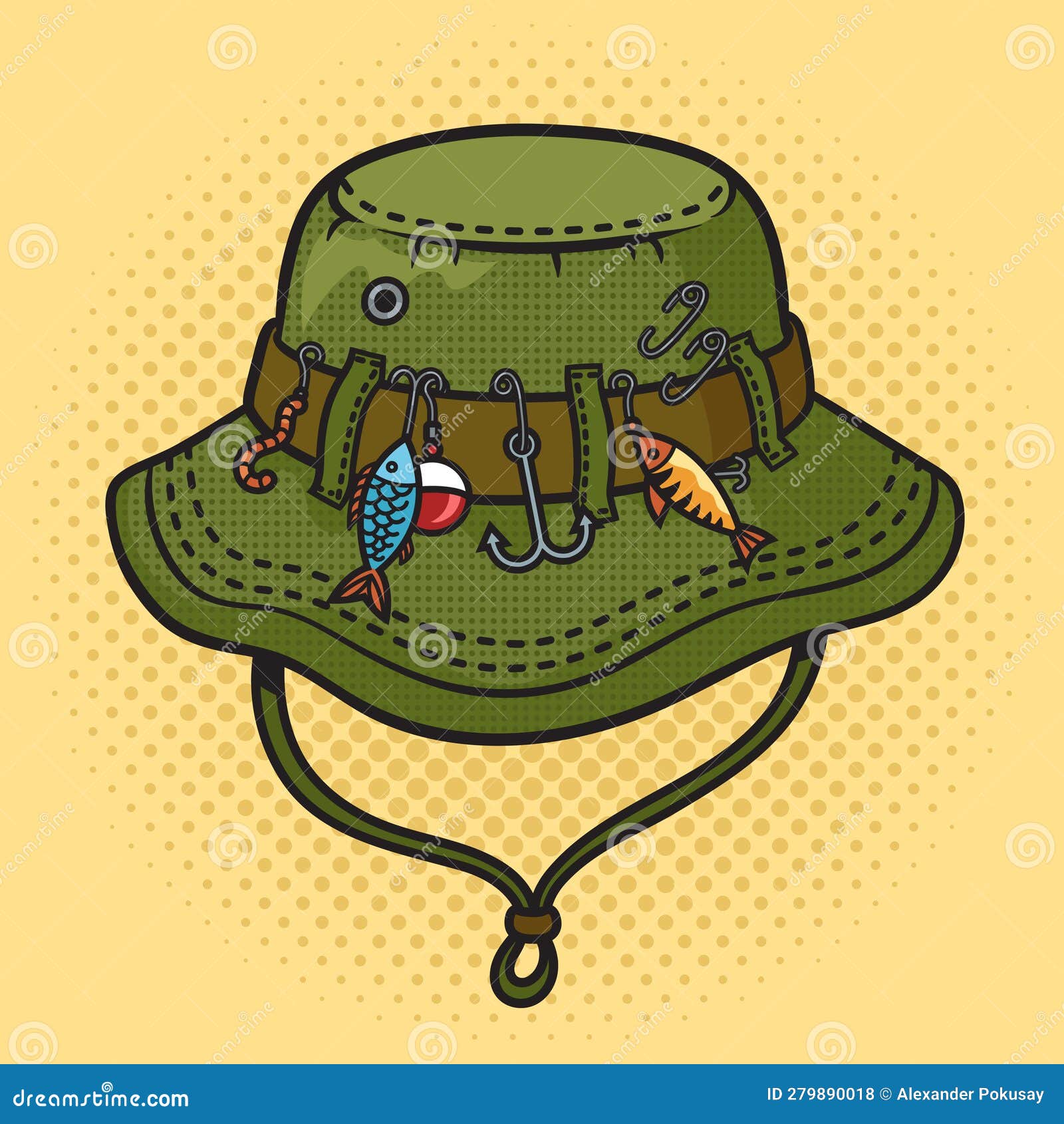 Fisherman Hat Pinup Pop Art Vector Illustration Stock Vector