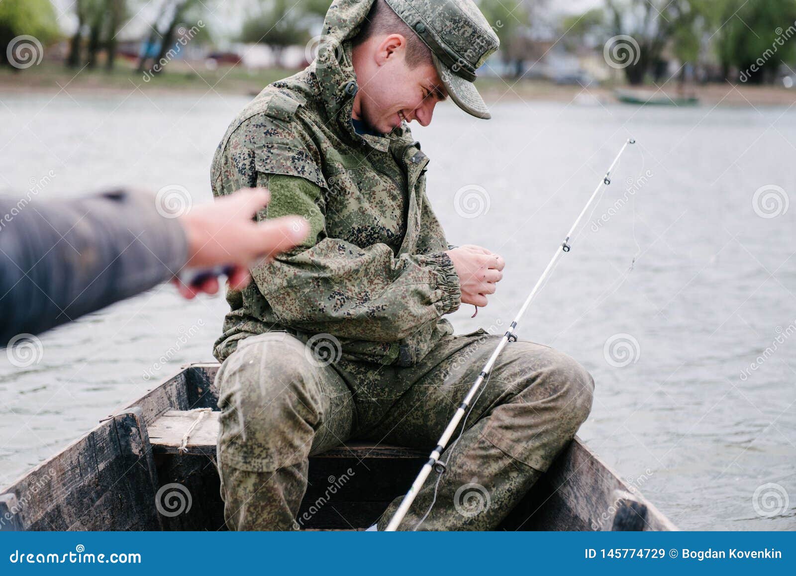 Fisherman Off The Hook Caught Fish Close Up Stock Image