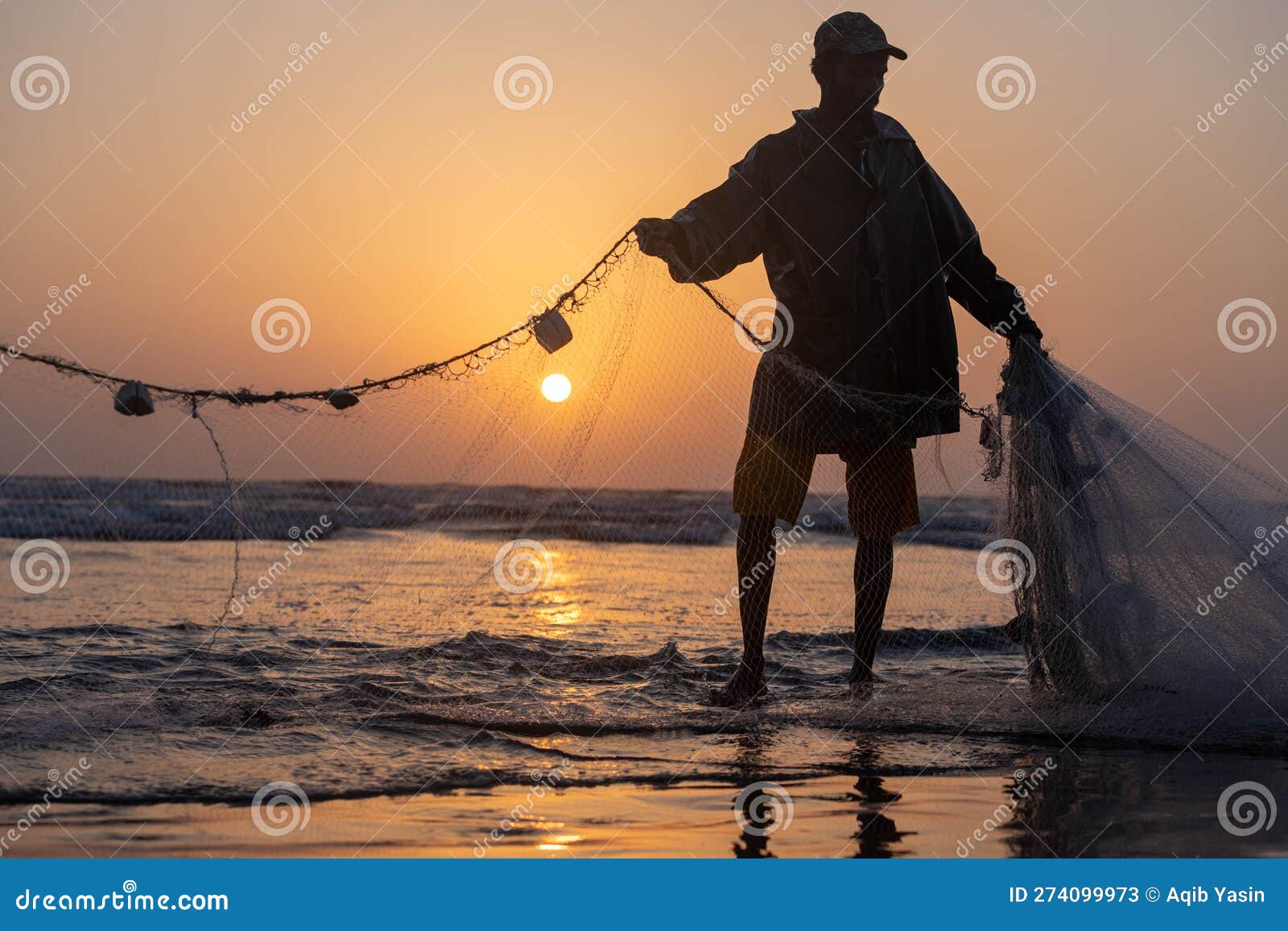 A Fisherman Preparing Fishing Net for Fishing Editorial Stock