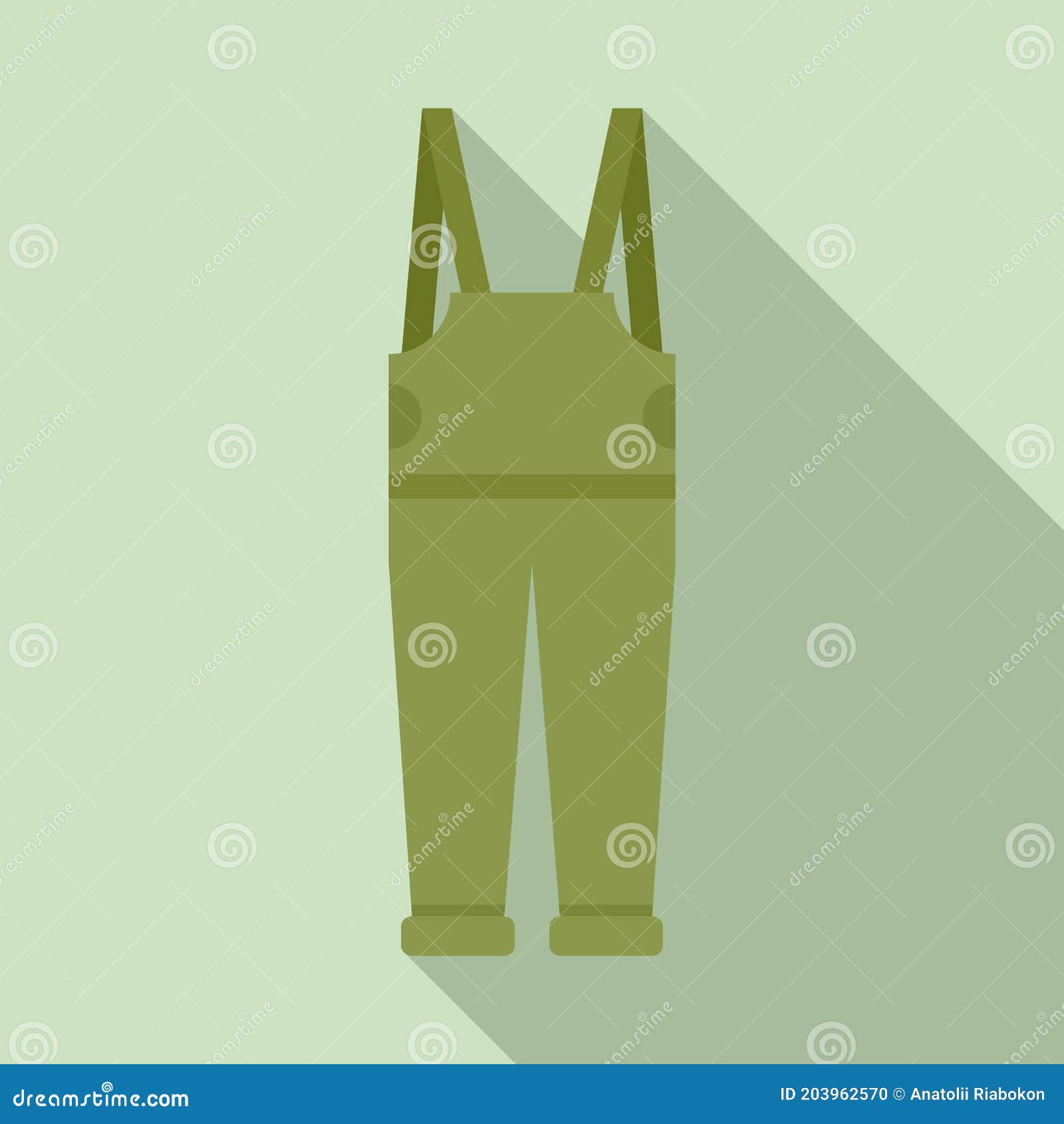Fisherman Rubber Pants Icon, Flat Style Stock Vector Illustration of