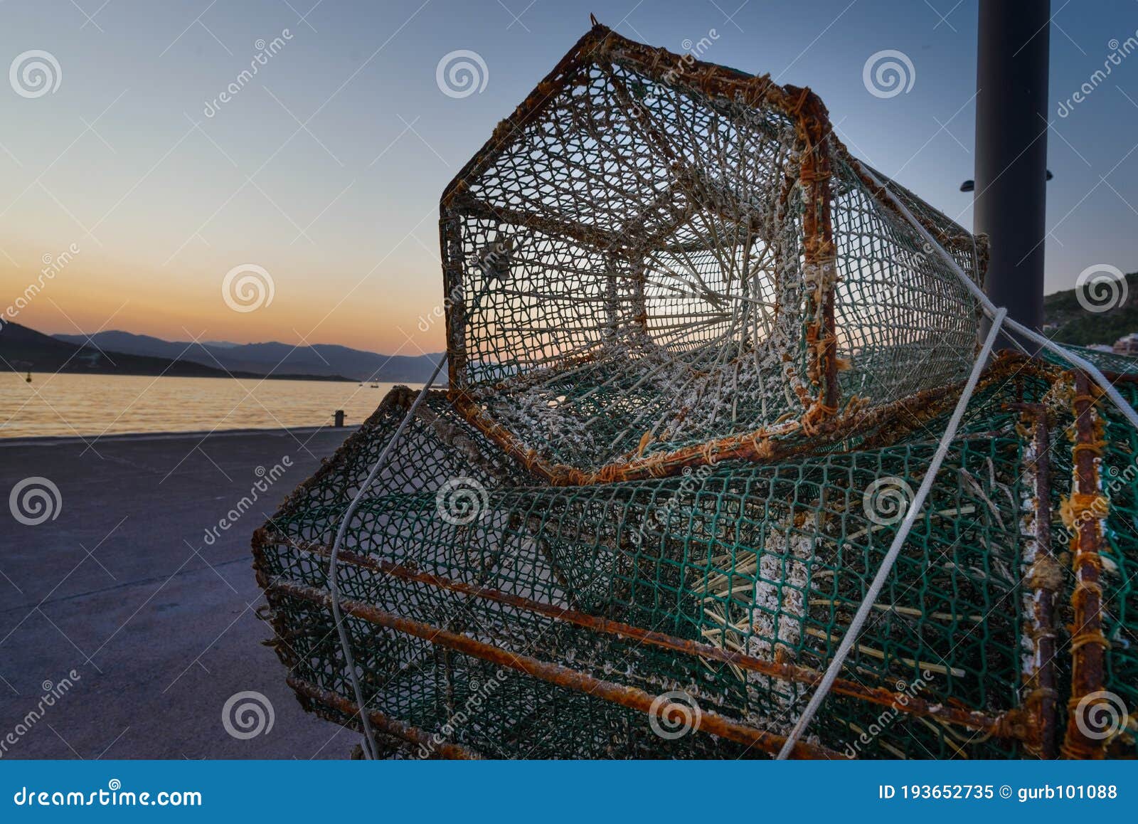 fisherman`s net at port de la selva, girona, spain