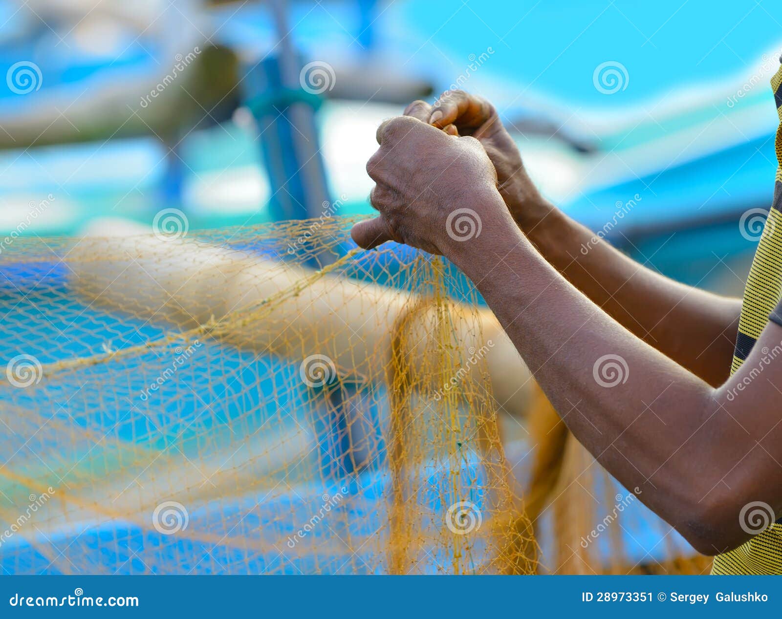 Fisherman sets of fishing gear. Fragment photo