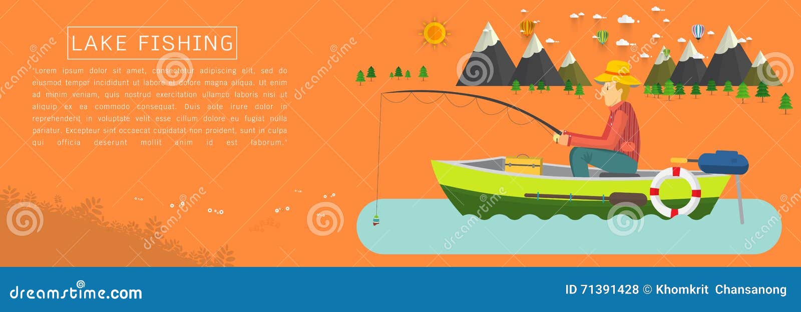 Download Fisherman Sitting In The Boat And Fishing Stock Vector ...