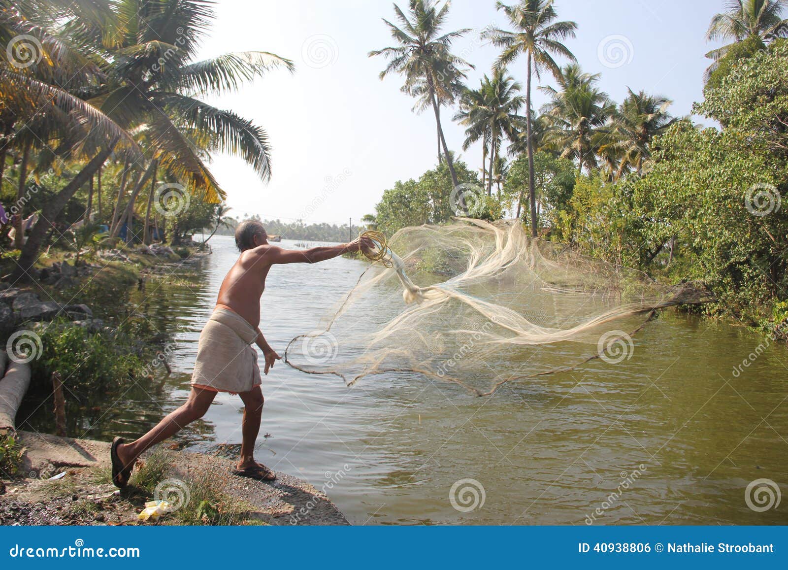 Fisherman Throwing Out His Net Editorial Photo Image of tropical