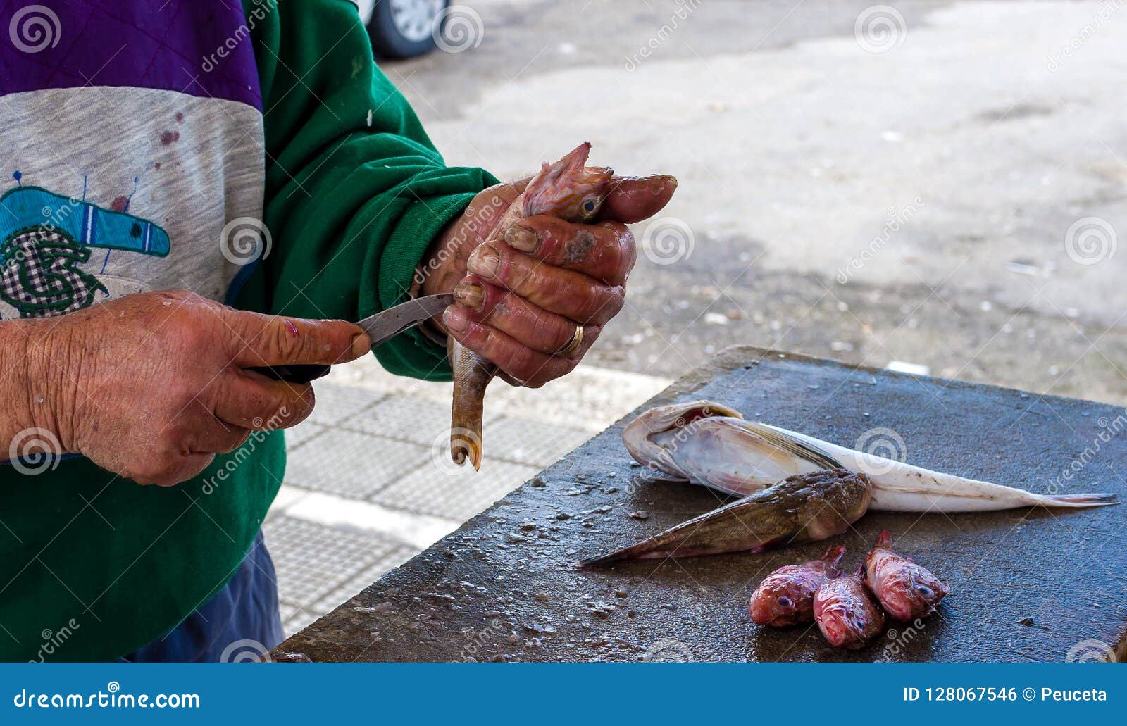A Fisherman Uses Sharp Filleting Knife Stock Photo - Image of fisherman,  food: 128067546