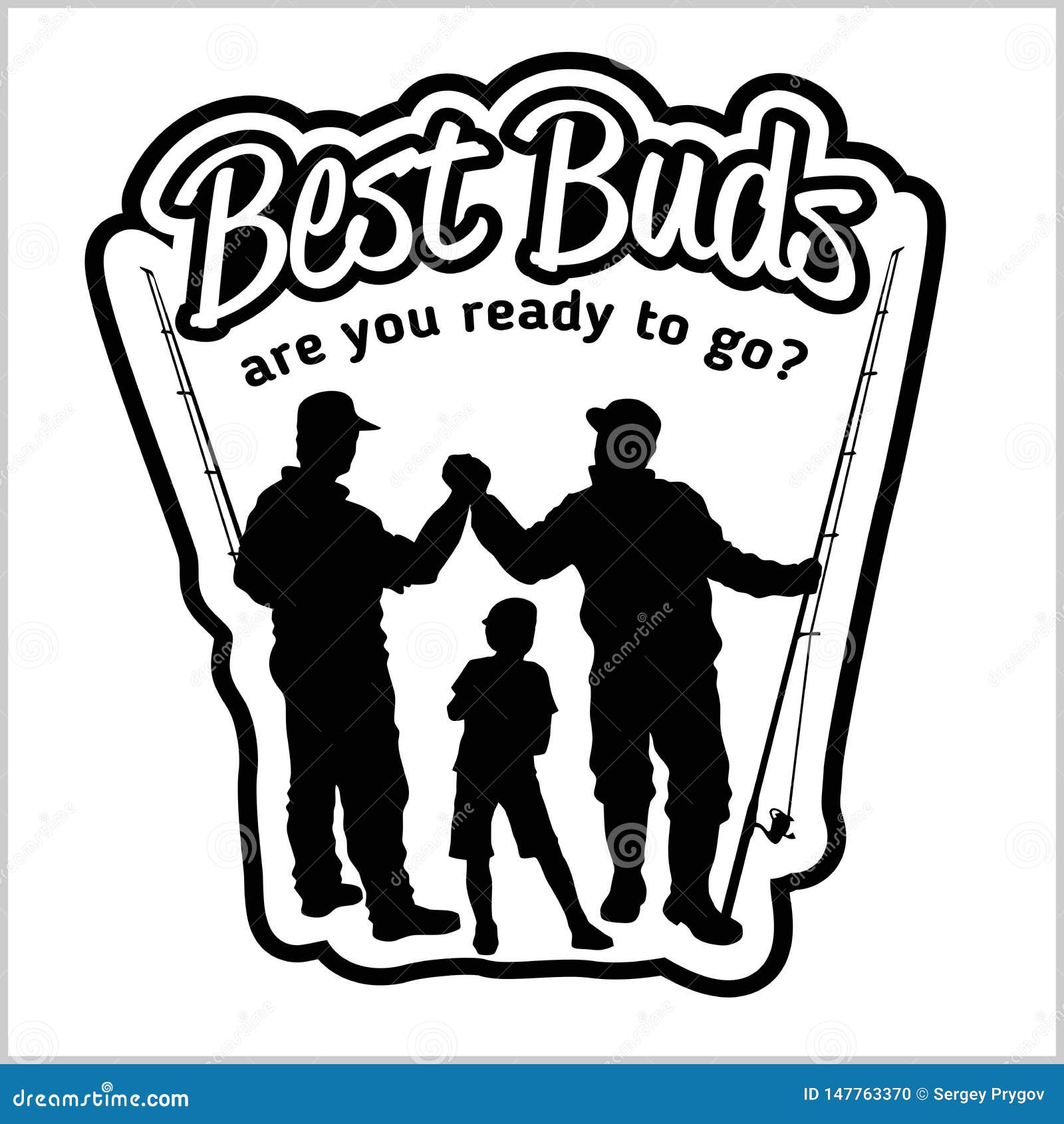 Fishermans and Rods - Best Buds, Silhouette Vector Stock Vector ...