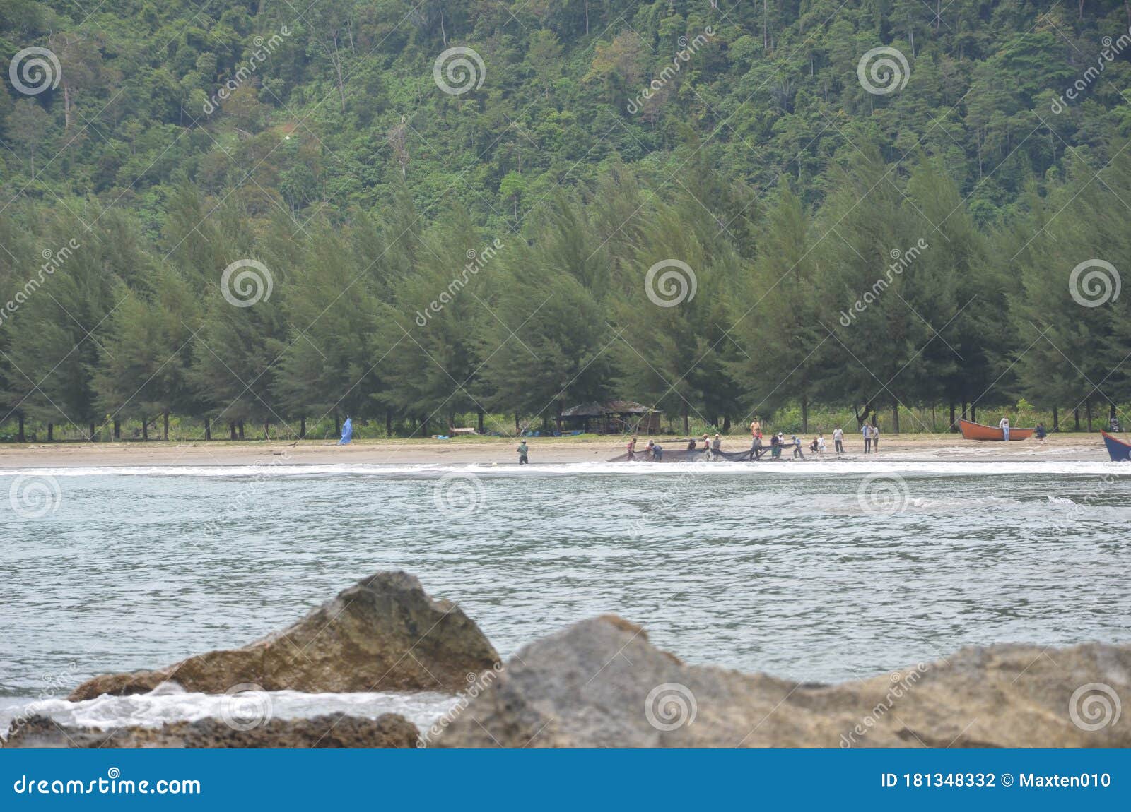 Fishermen Land on the Beach Stock Photo Image of island, landscape