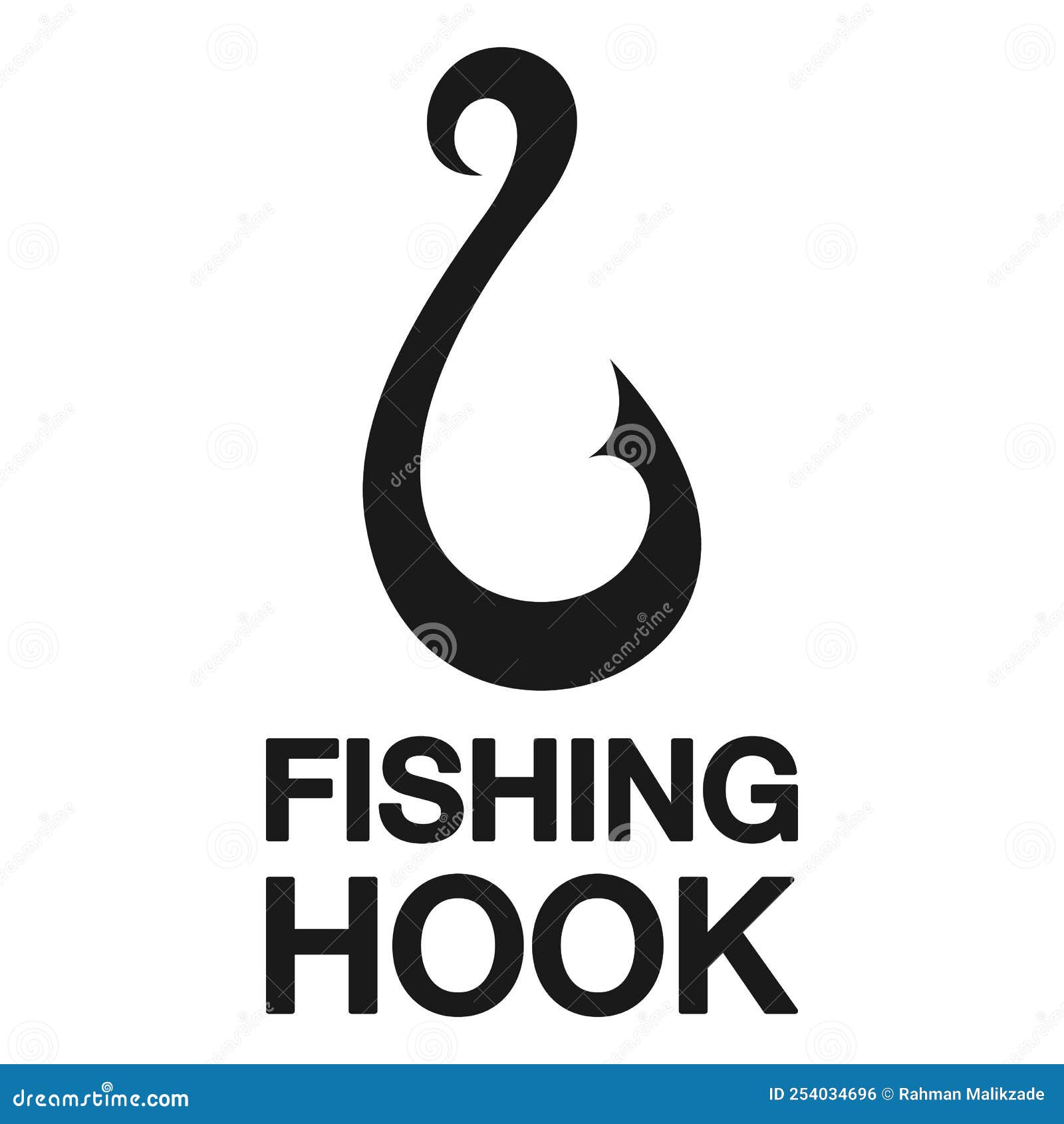 Fishhook or Fishing Hook Logo. Fishing Equipment Vector
