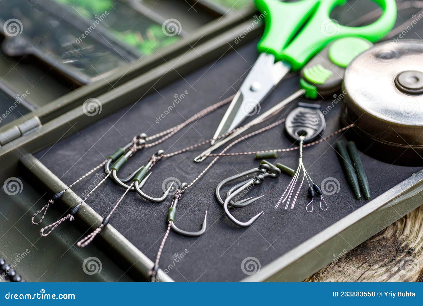 Fishing Adventures, Carp Fishing.a Large Fisherman`s Tackle Box Fully  Stocked with Lures and Gear for Fishing Stock Photo - Image of hook, lead:  233883558