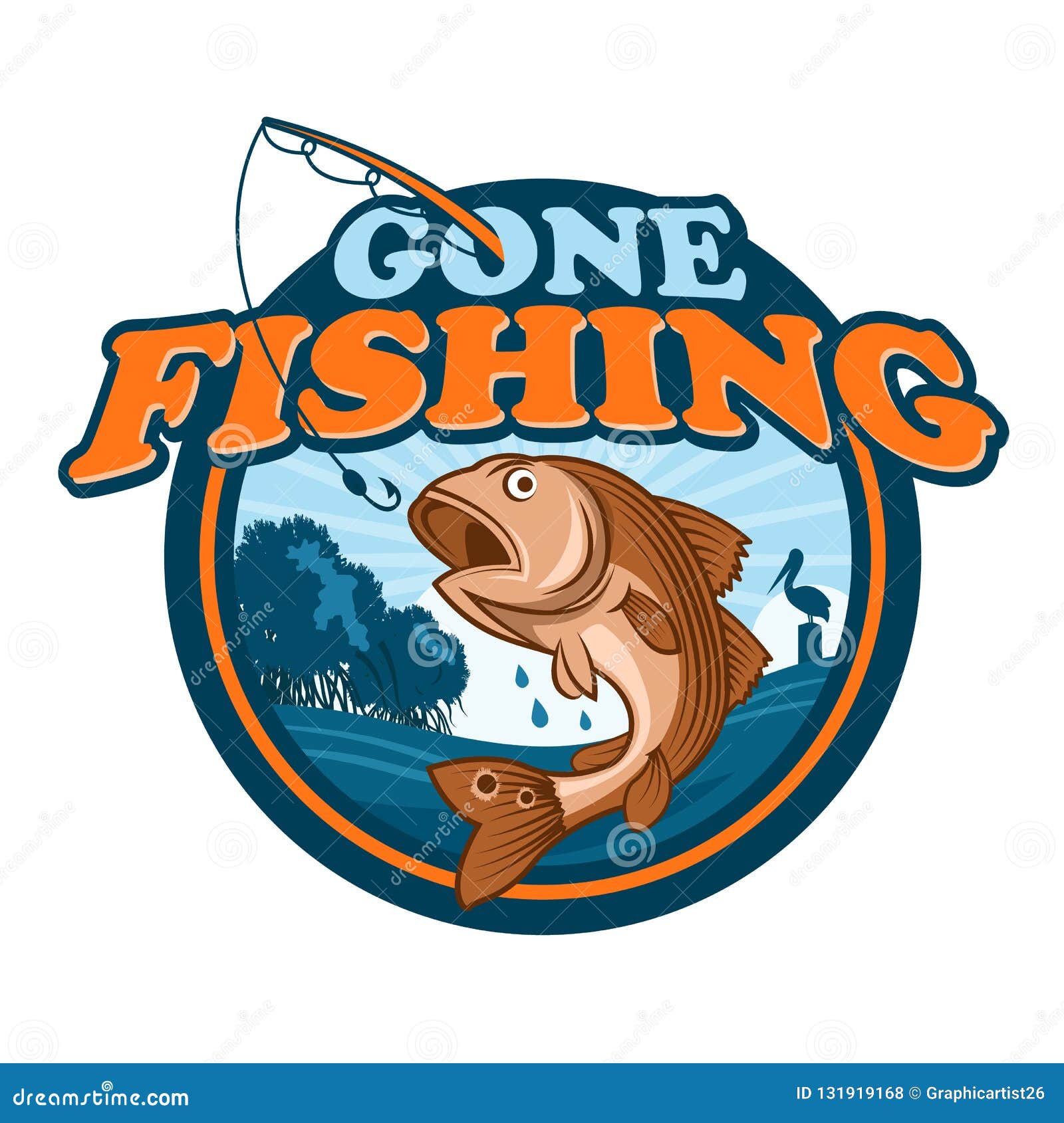 Gone Fishing Badge stock vector. Illustration of insignia - 131919168