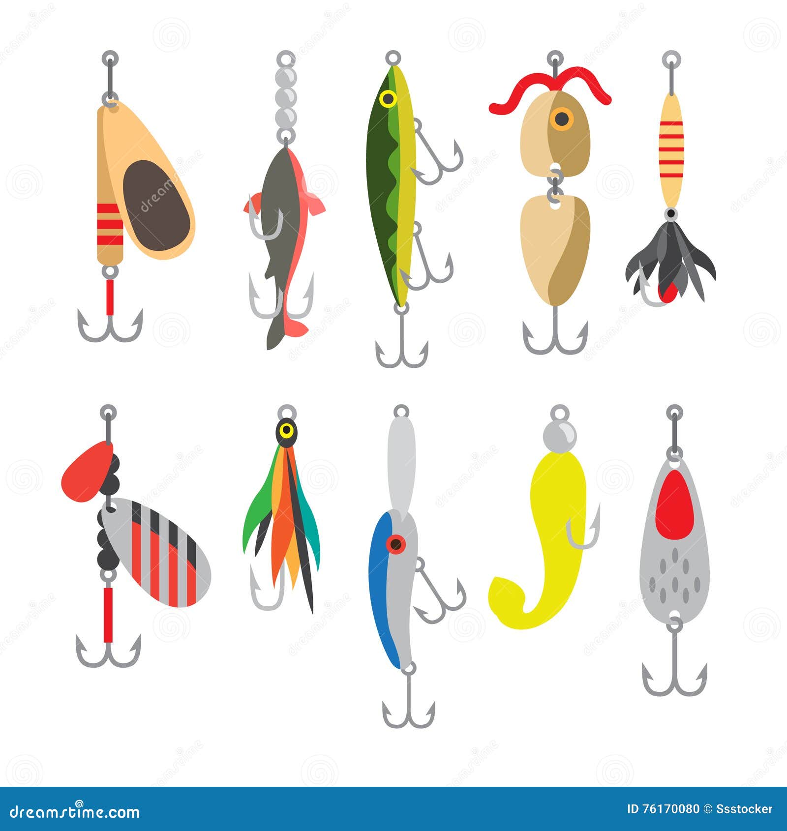 Download Fishing bait flat icons stock vector. Illustration of ...