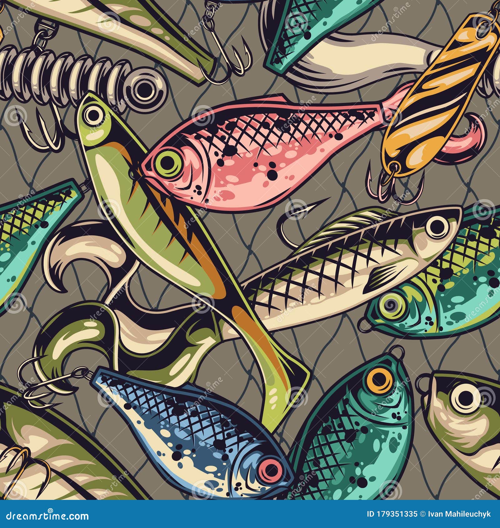 Fishing Lure Colorful Vintage Stock Illustrations – 258 Fishing