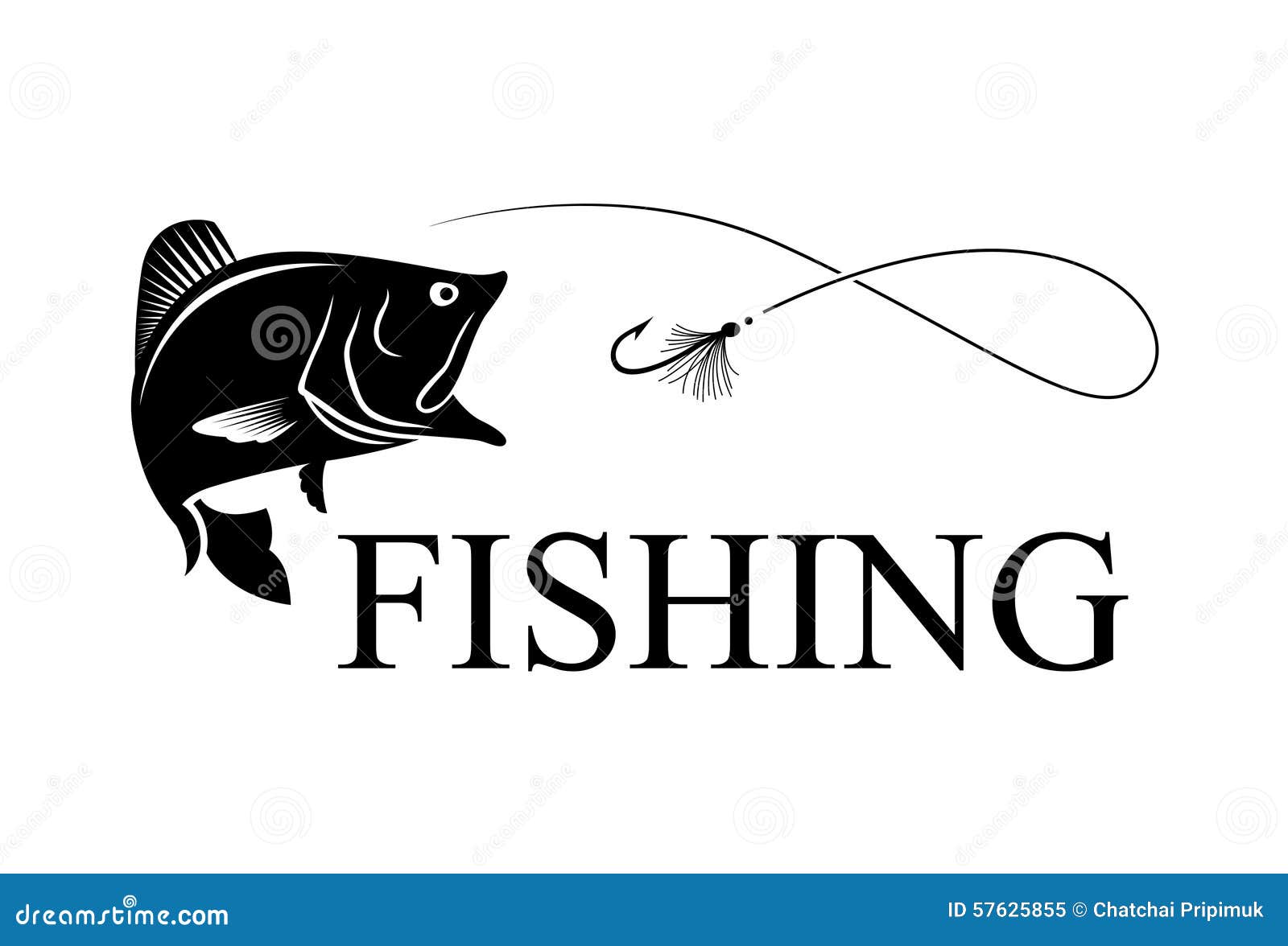 Fishing bass stock vector. Image of character, symbol - 57625855