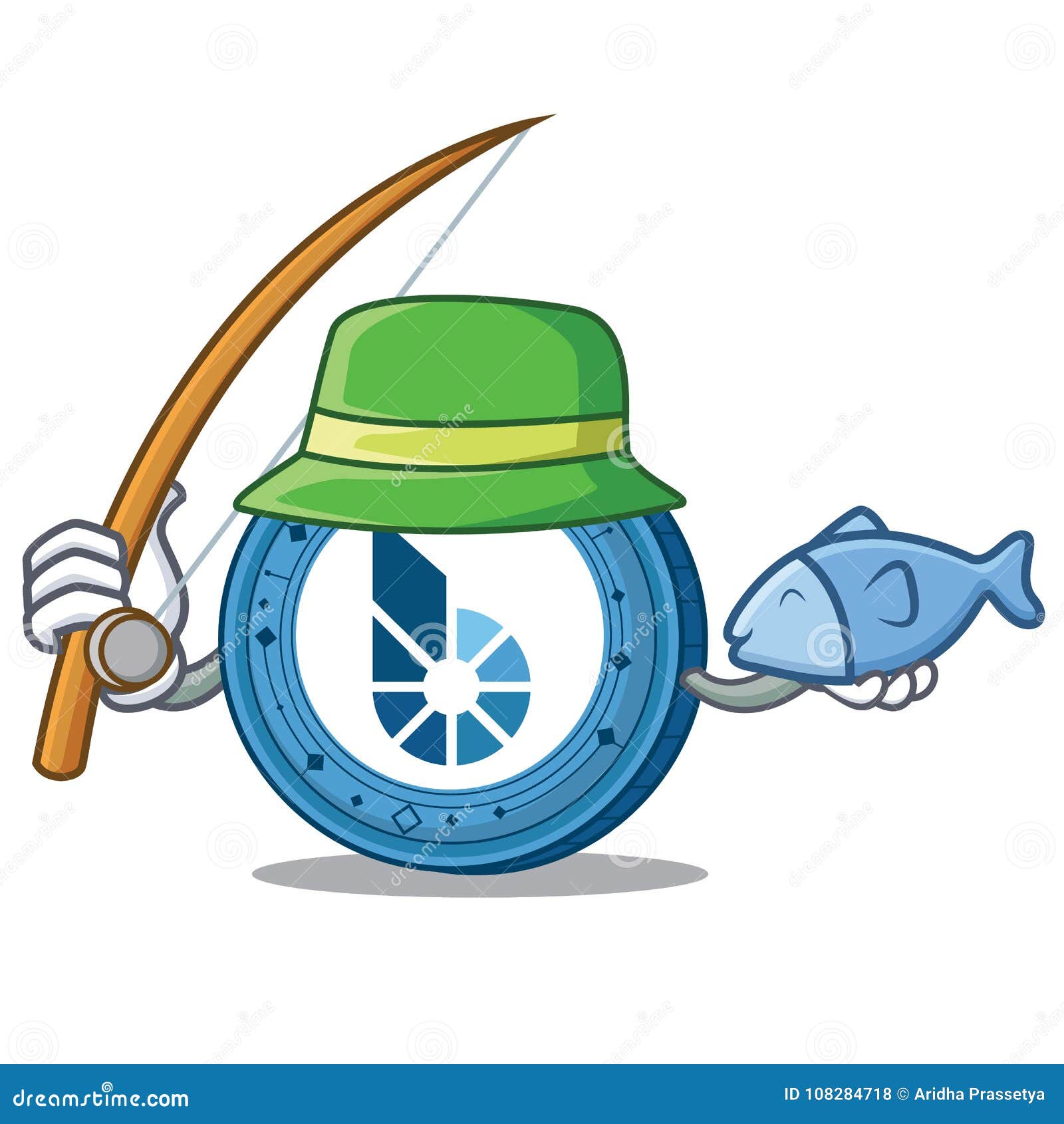 Fishing BitShares Coin Mascot Cartoon Stock Vector ...