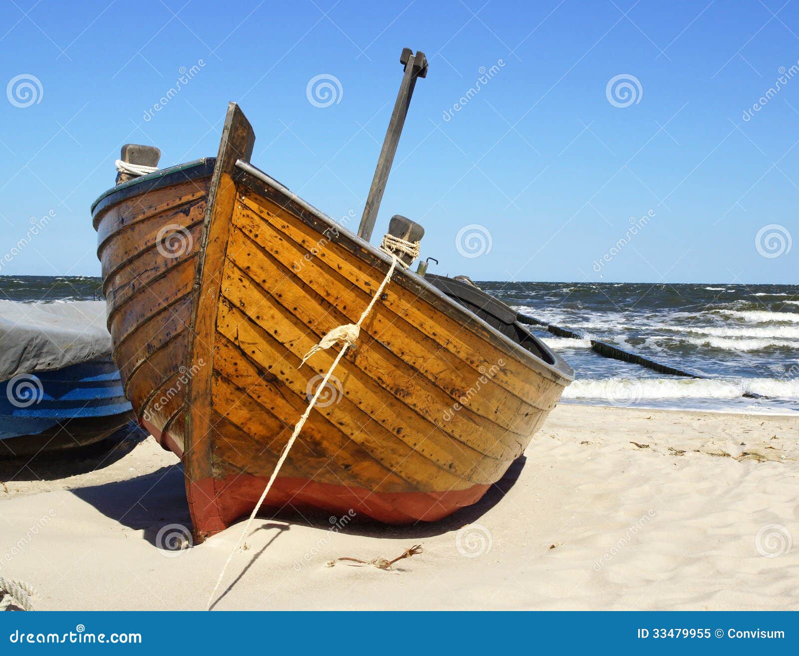 Fishing boat on beach stock image. Image of seashore ...