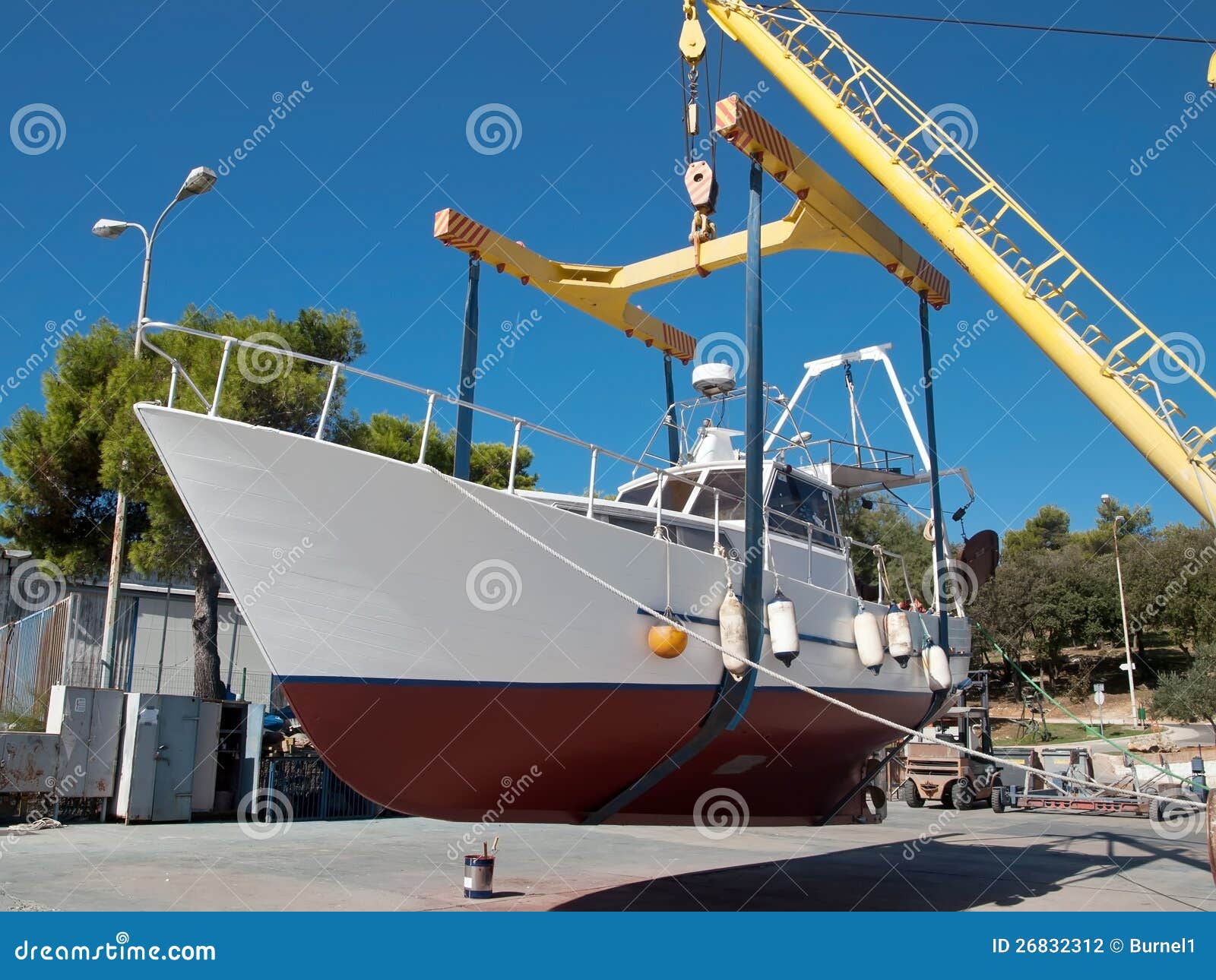 Fishing boat on crane stock photo. Image of boat, fishing 26832312
