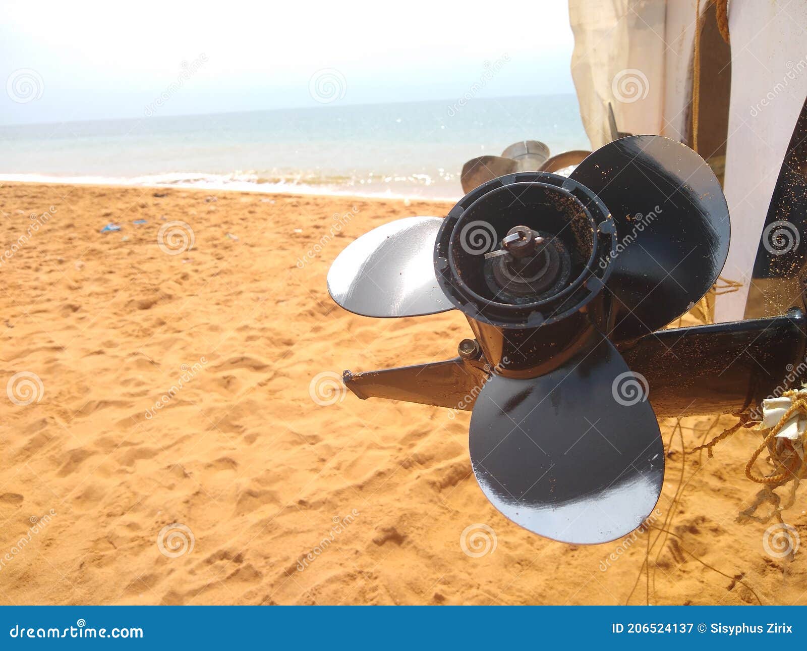 Fishing Boat Engine Propeller Closeup View Stock Image Image of