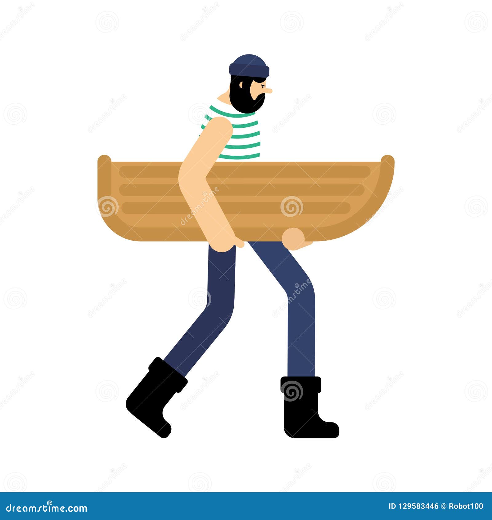 Download Fishing And Boat. Fisherman Go. Vector Illustration Stock ...