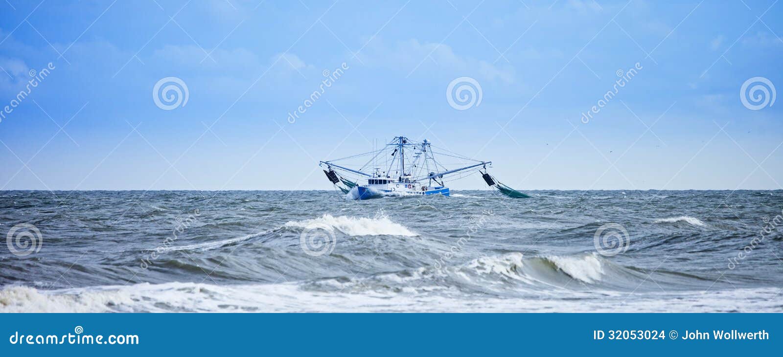 fishing boat fishing in rough seas