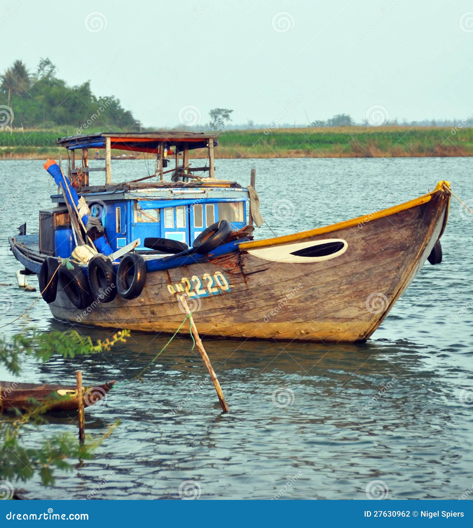 Fishing Boat On Hoi An River, Vietnam. Editorial 
