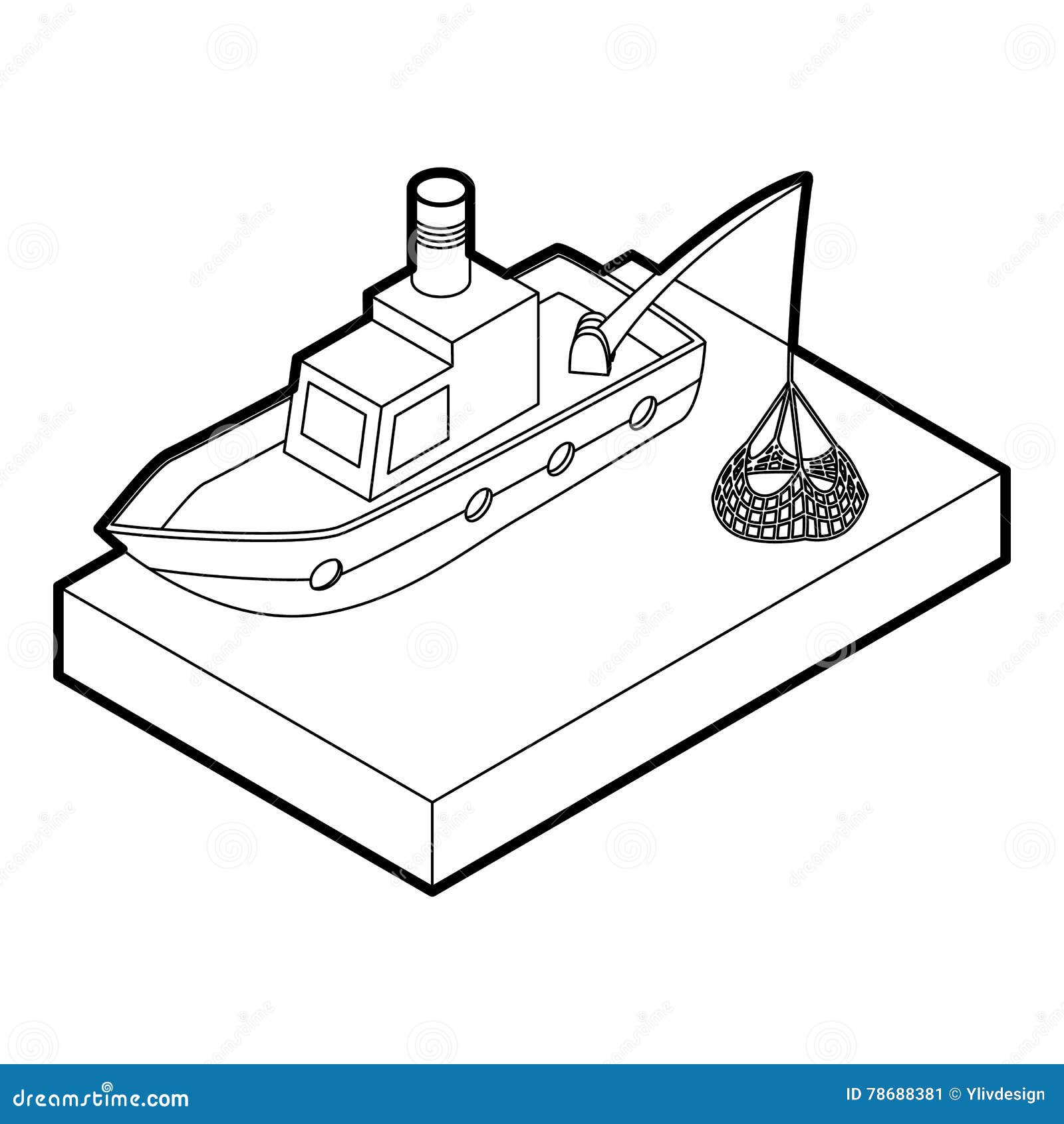Download Fishing Boat Icon, Outline Style Stock Vector ...