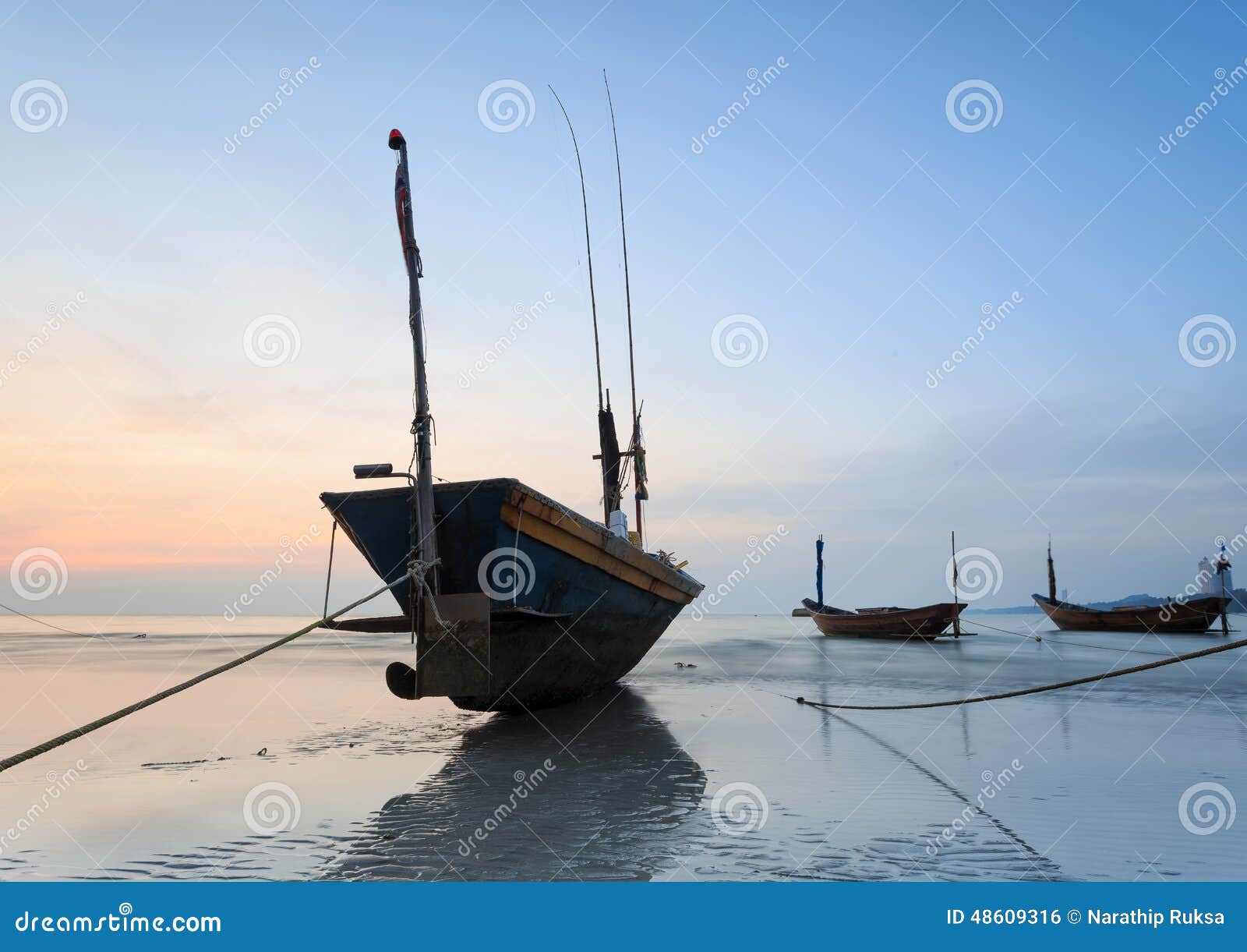 The Fishing Boat At Kon Ao Beach Rayong Thailand Stock Photo Image