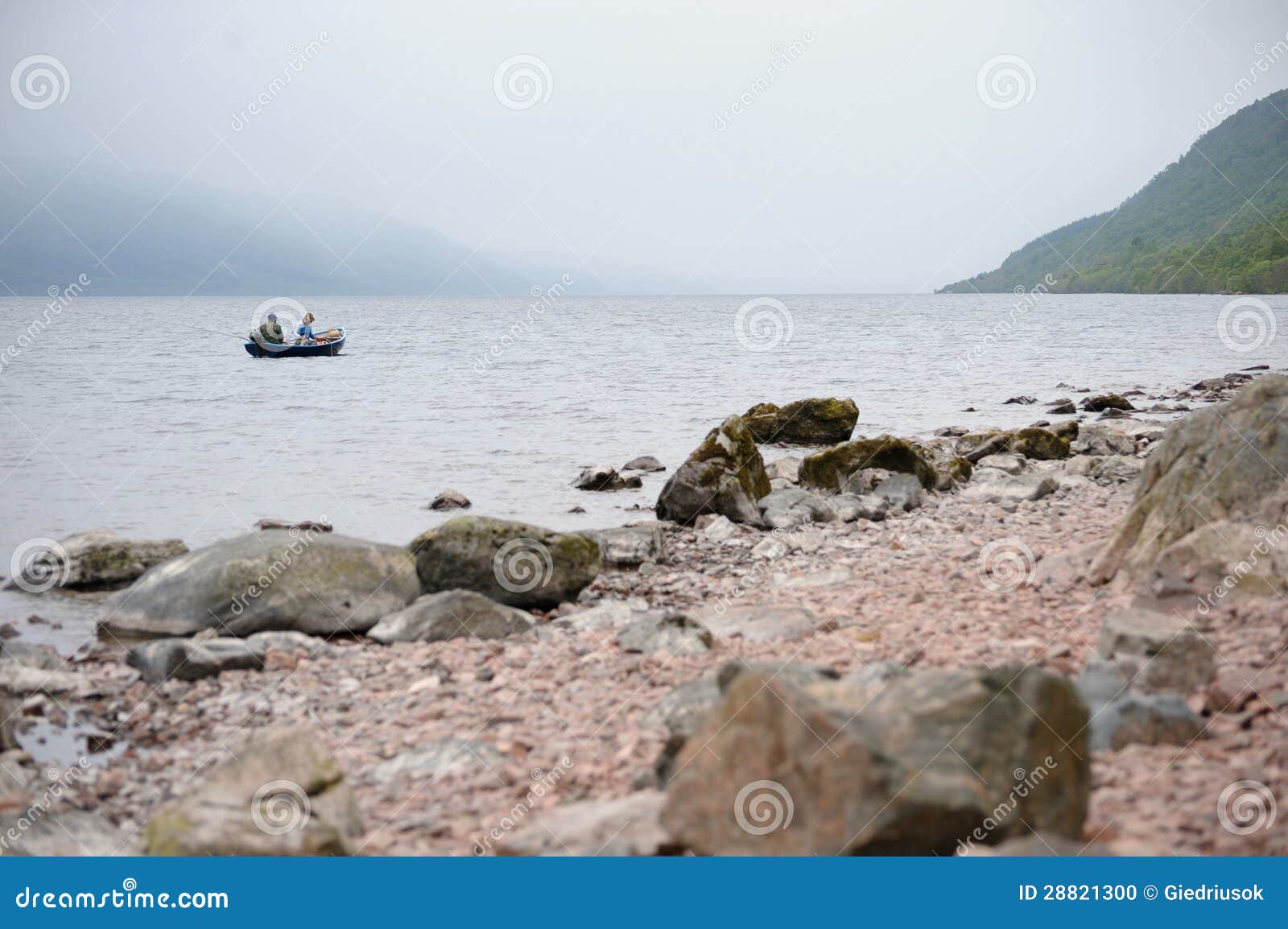 Fishing by Boat on Loch Ness. Stock Photo Image of aciculum, flats