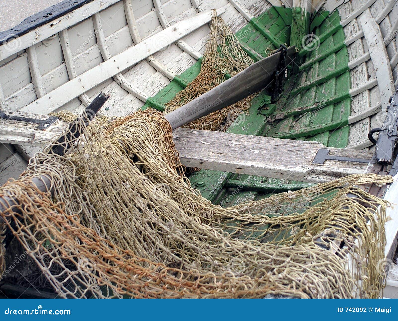 Fishing boat and net stock photo. Image of rowboats, grey - 742092