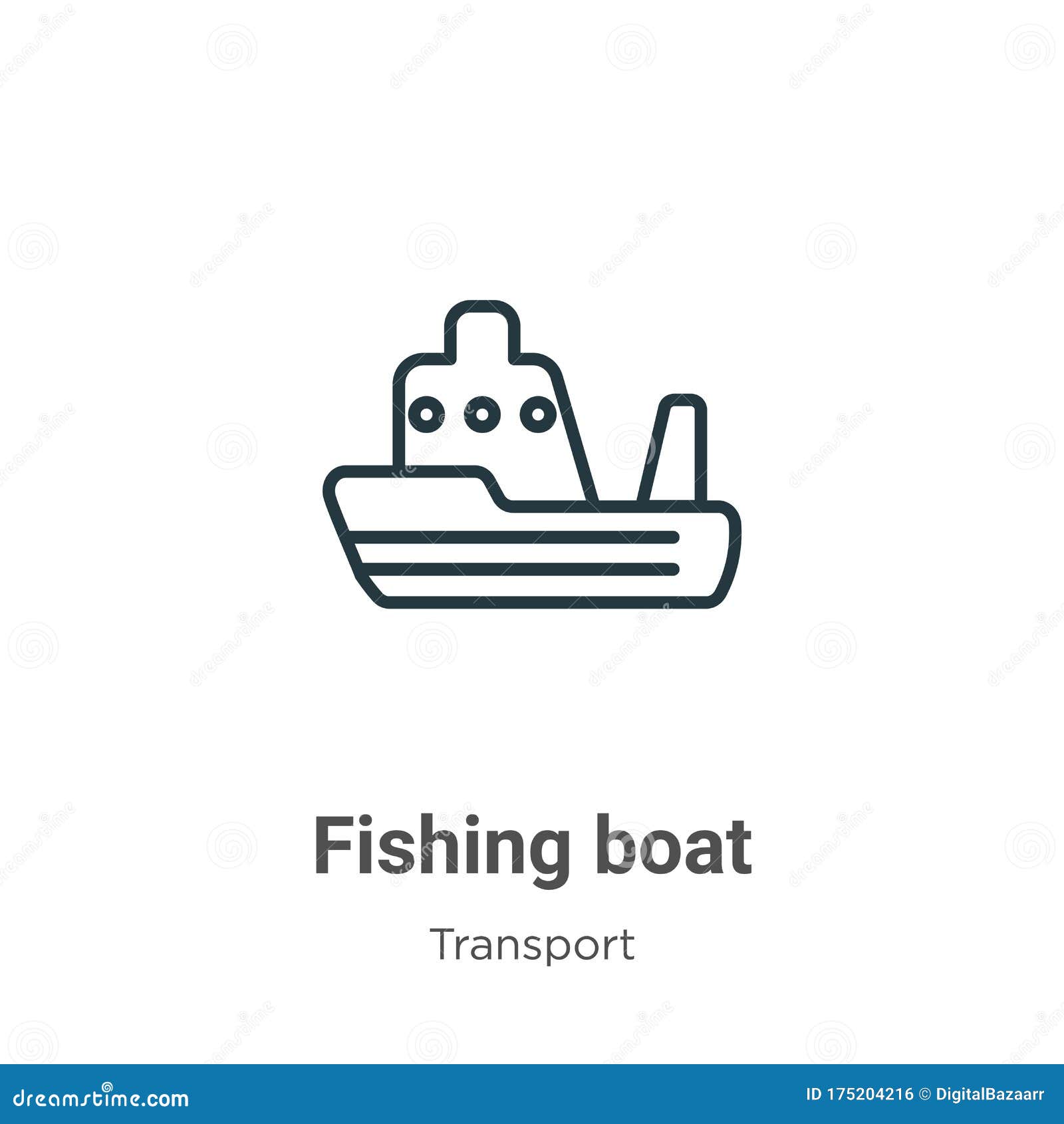 Download Fishing Boat Outline Vector Icon. Thin Line Black Fishing ...