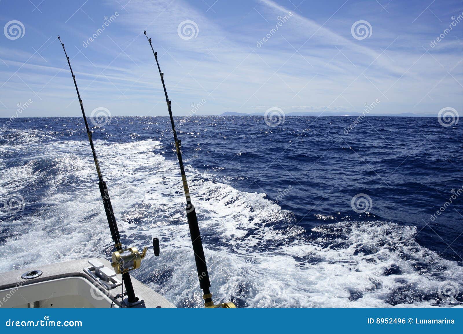 Fishing Rod And Reel On Boat Stock Photo - Download Image Now
