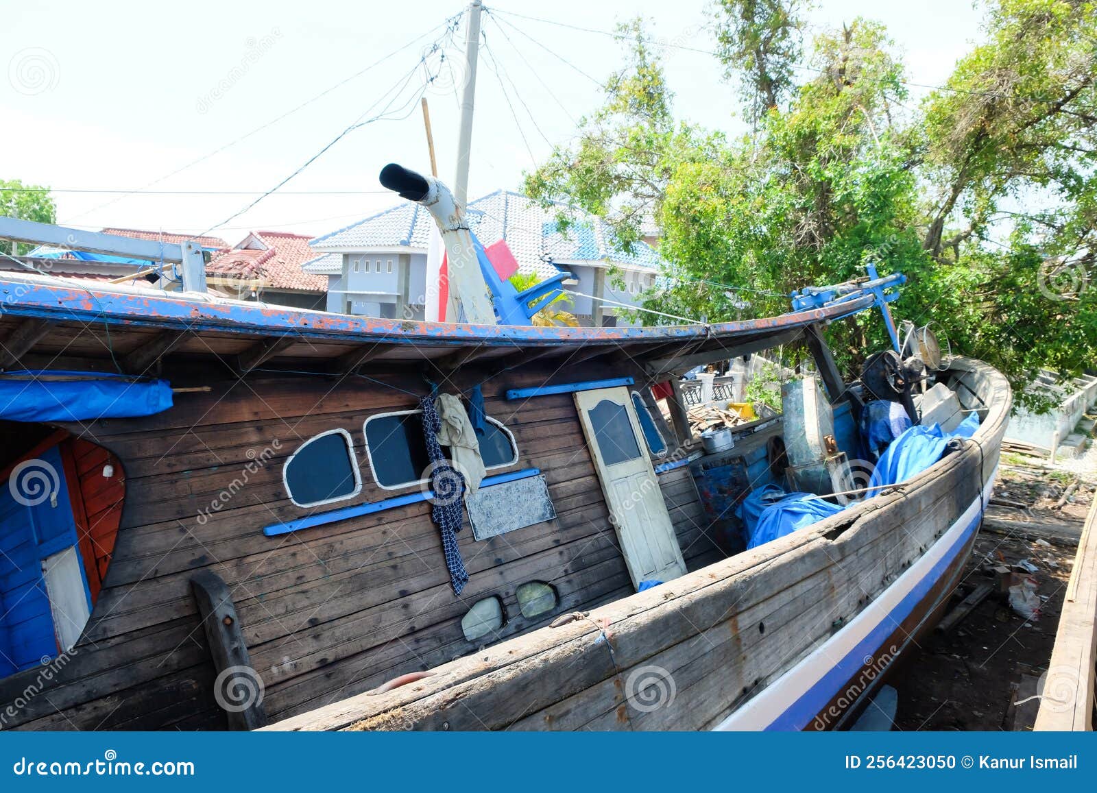 Fishing Boat Under Repair Replacing Damaged Wooden Body Parts in Docks  Stock Photo - Image of boat, culture: 256423050