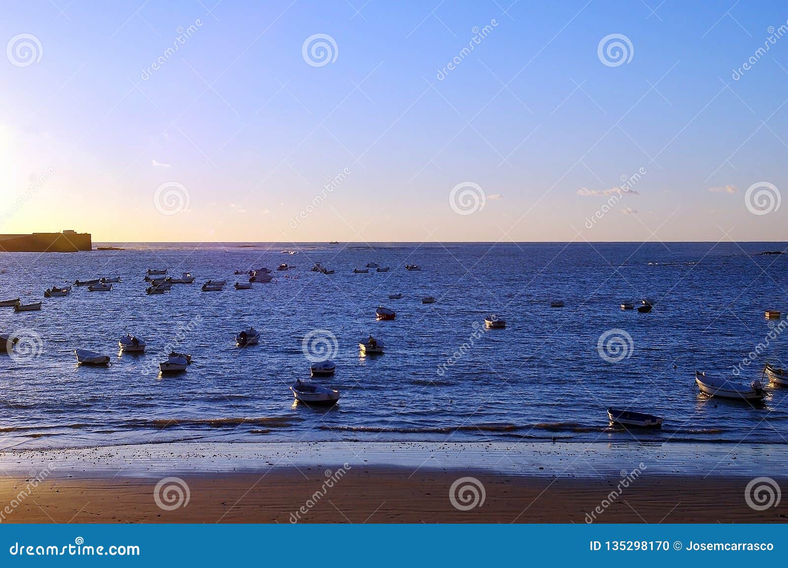 fishing boats in the bay of cadiz, andalusia. spain