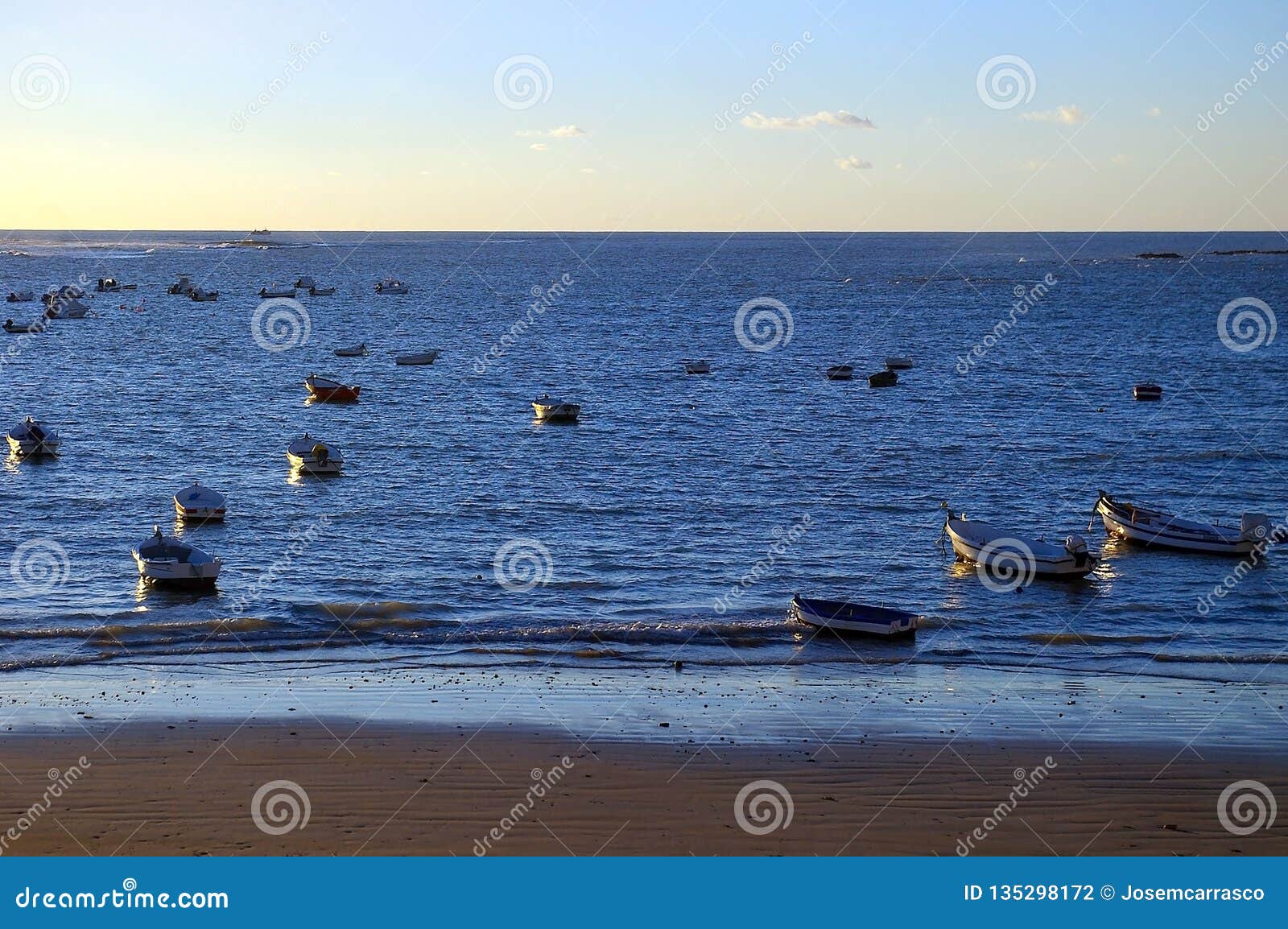 fishing boats in the bay of cadiz, andalusia. spain