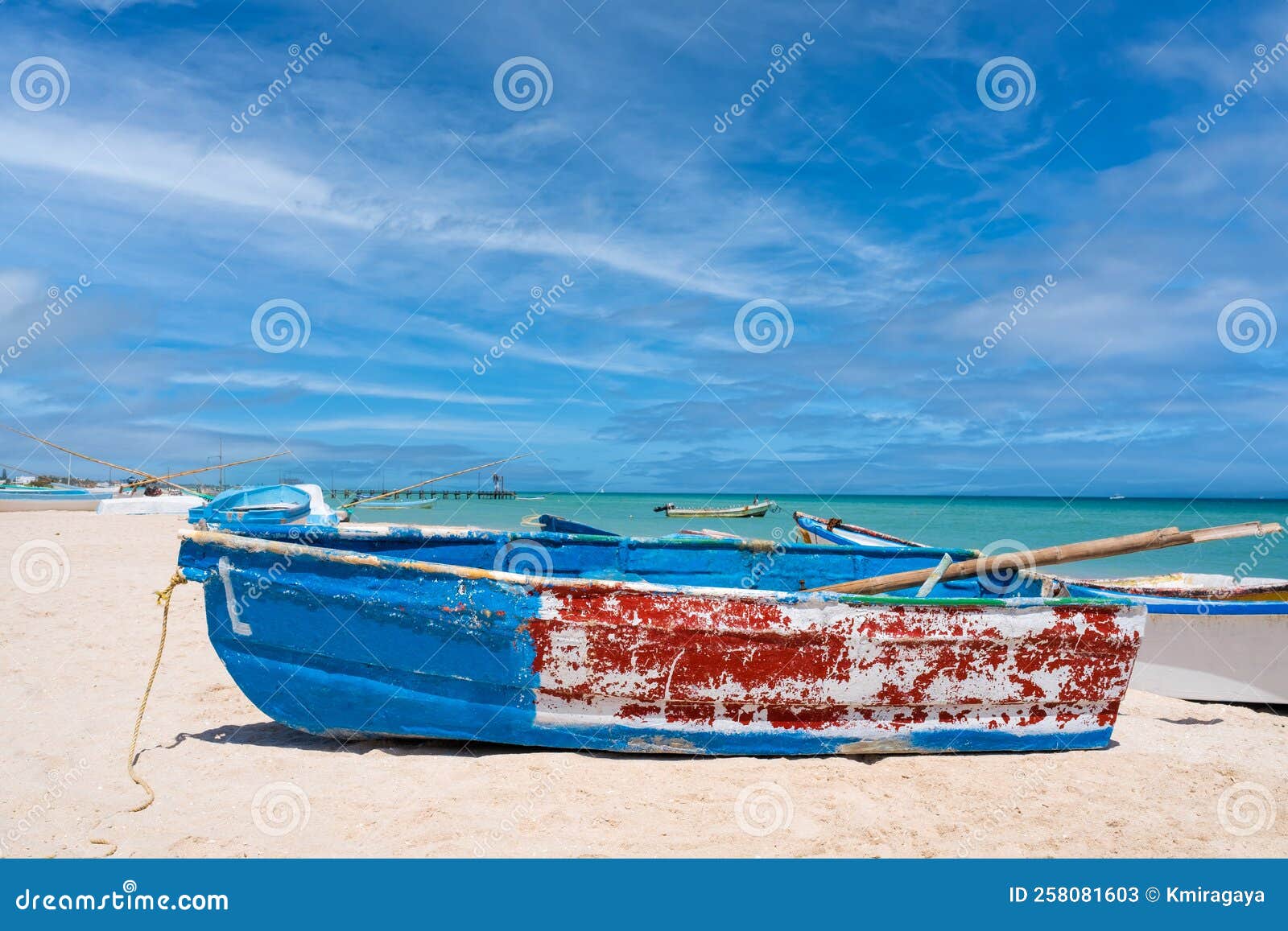 Fishing Boats at the Beach of Progreso Near Merida in Mexico Stock Image Image of progresso