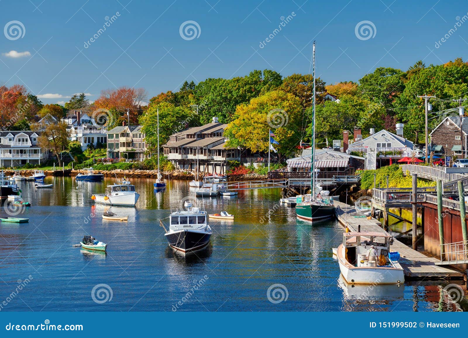 fishing boats docked in perkins cove, maine, usa