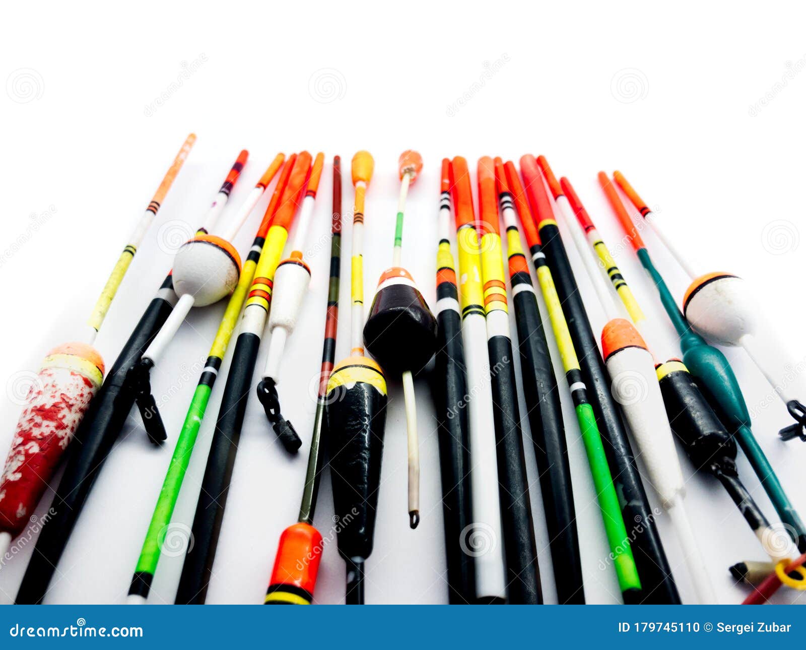 Fishing Bobbers Isolated on a White Background. Composition of Plastic  Fishing Floats Stock Photo - Image of angling, angle: 179745110
