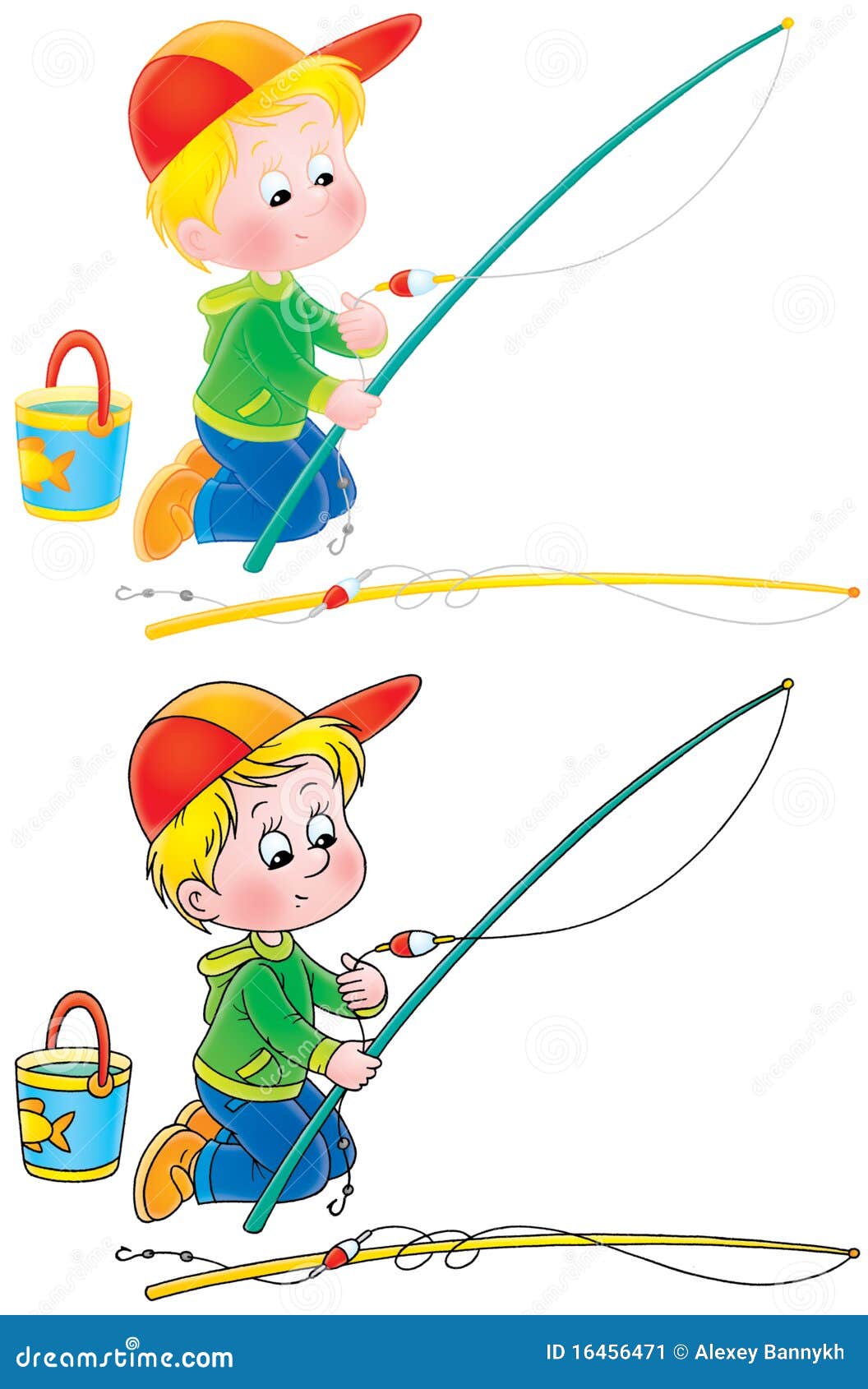Fishing boy stock illustration. Illustration of fisher - 16456471